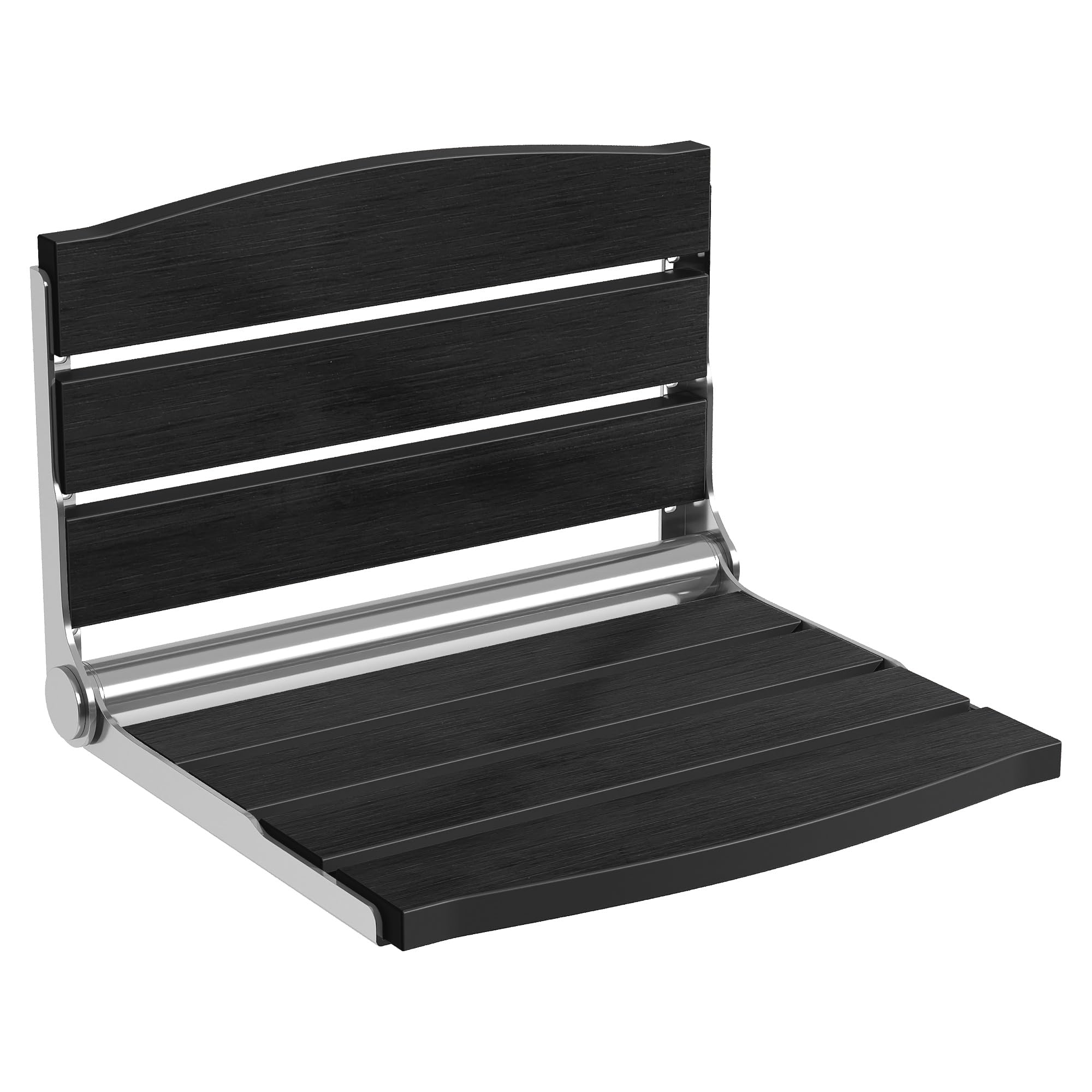 DWVO Folding Shower Seat Wall Mounted - Fold Down Shower Bench for Elderly, Disabled & Pregnant Women - Non-Slip Bathroom Safety Chair for Home Care (Black) - Ideal for Small Bathrooms & Assisted Living Spaces