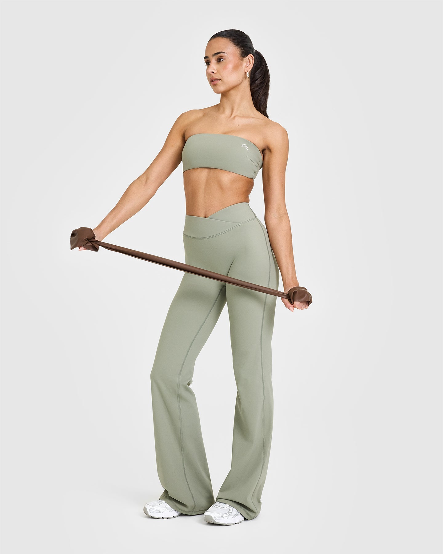 Soft Sage Green Flared Pants for Women - Comfortable High Waist Wide Leg Trousers | Perfect for Casual Wear, Office, and Travel
