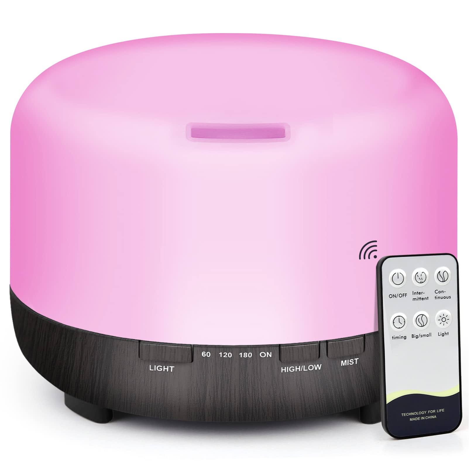 500ml Ultrasonic Aromatherapy Diffuser for Large Rooms - Essential Oil Humidifier with Remote Control, Timer & 7 Color LED Lights - Perfect for Home, Office, Nursery, Yoga and Meditation Spaces - Easy to Clean & Refill