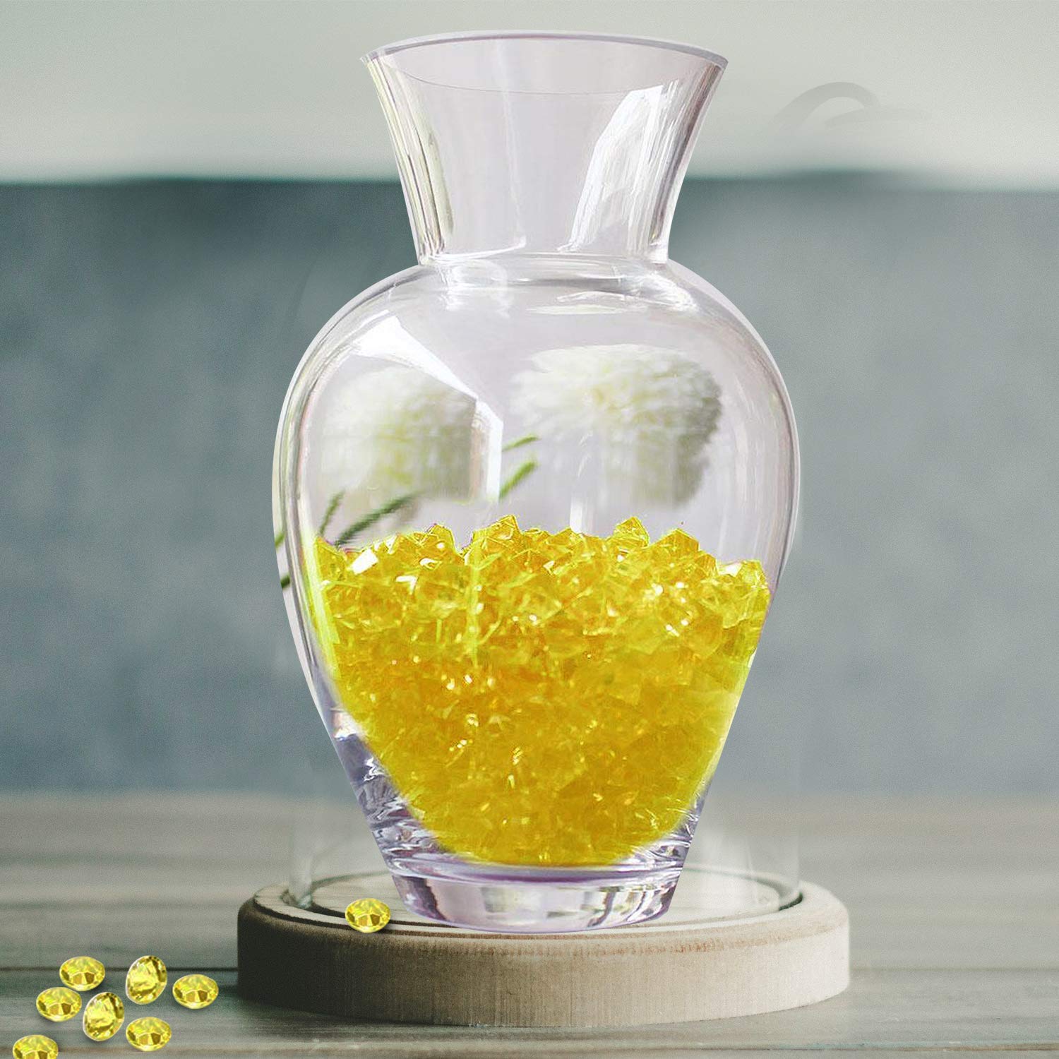 4.5mm Yellow Acrylic Crystals - 2000pcs Wedding Table Scatter Confetti Rhinestones for Bridal Shower, Centerpiece Decorations & Vase Filling | Perfect for Wedding, Party, and Event Decor