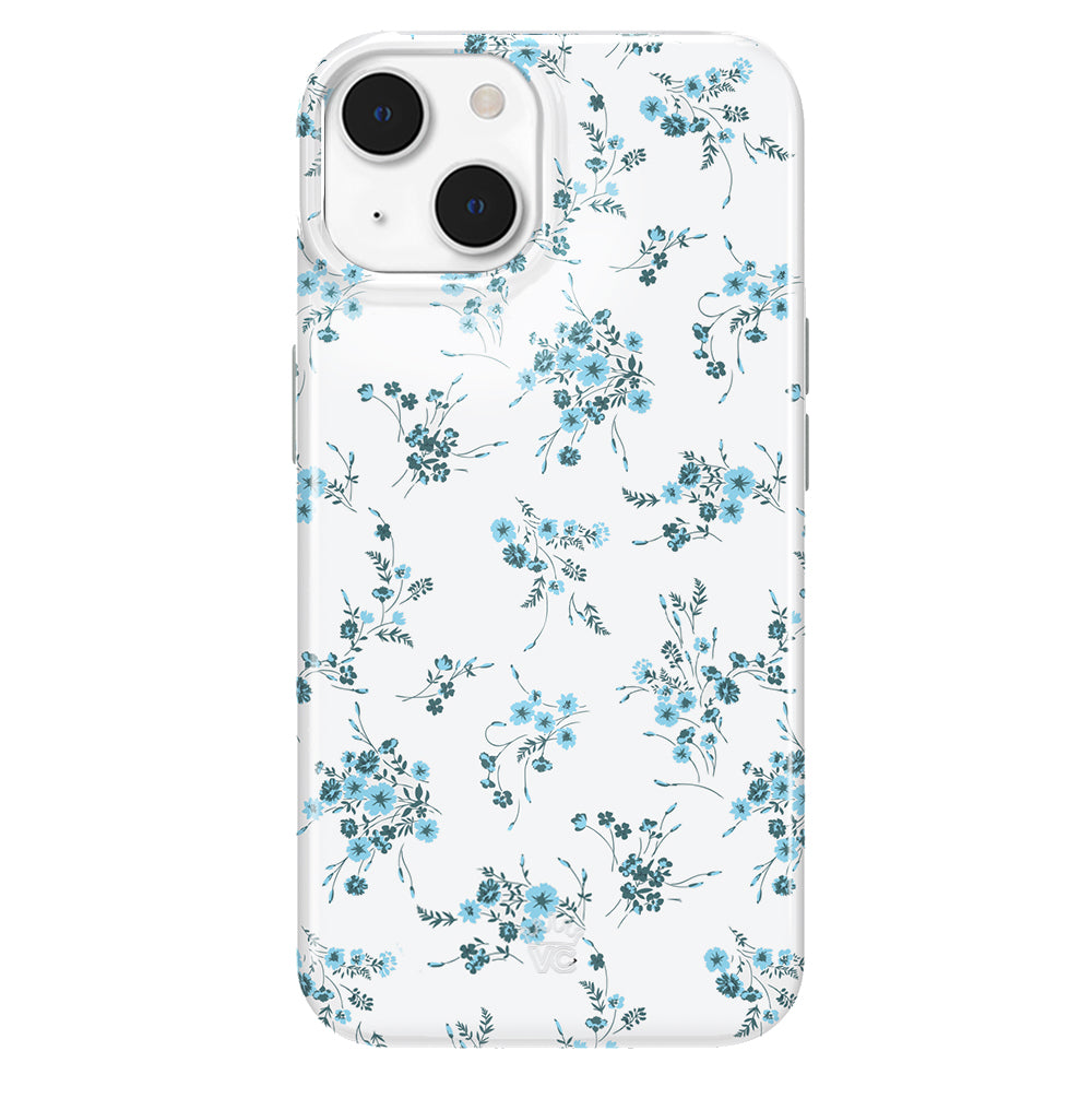 French Blue Floral iPhone Case - Elegant Flower Design Protective Cover for iPhone 13/14/15 - Perfect for Women, Girls & Fashion Lovers - Ideal for Daily Use, Travel & Gifts
