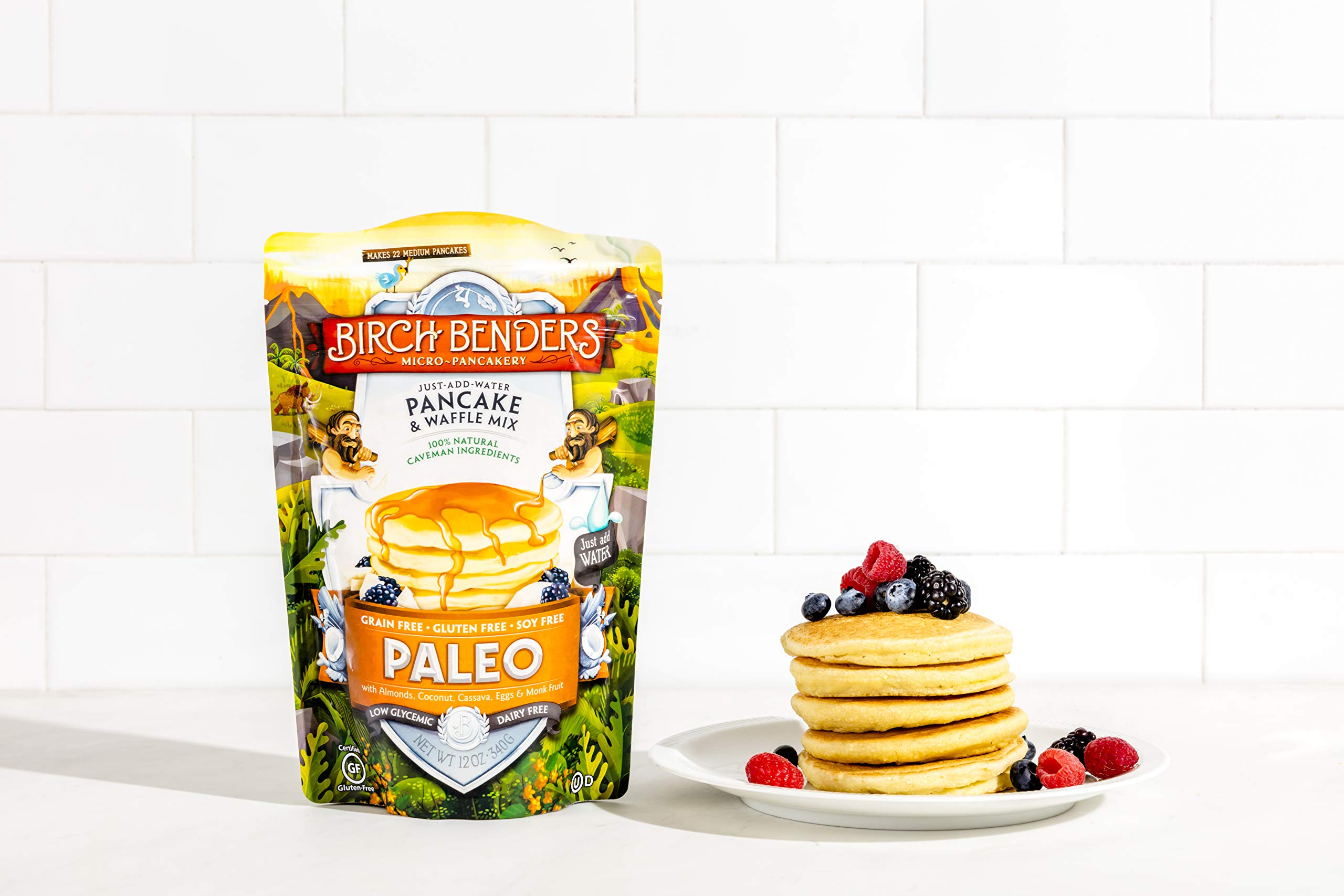 Birch Benders Paleo Pancake & Waffle Mix - Low Carb, High Protein, High Fiber, Gluten Free, Keto Friendly, Prebiotic, Low Glycemic - 12 oz (Pack of 2) - Perfect for Keto Breakfast, Healthy Snacks & Family Brunch