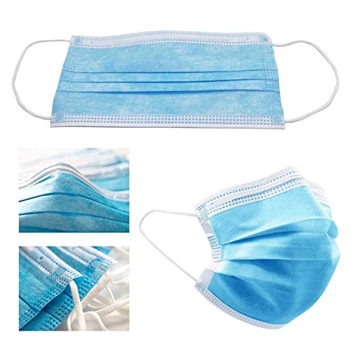 KRIWIN 3-Ply Disposable Face Masks - Blue Surgical Masks with Nose Wire & Soft Ear Loops (7