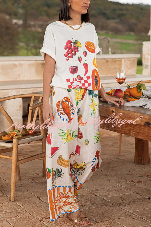 Stylish Printed Elastic Waist Wide Leg Pants for Women - Comfortable Vacation & Casual Wear - Perfect for Travel, Beach, and Everyday Outfits