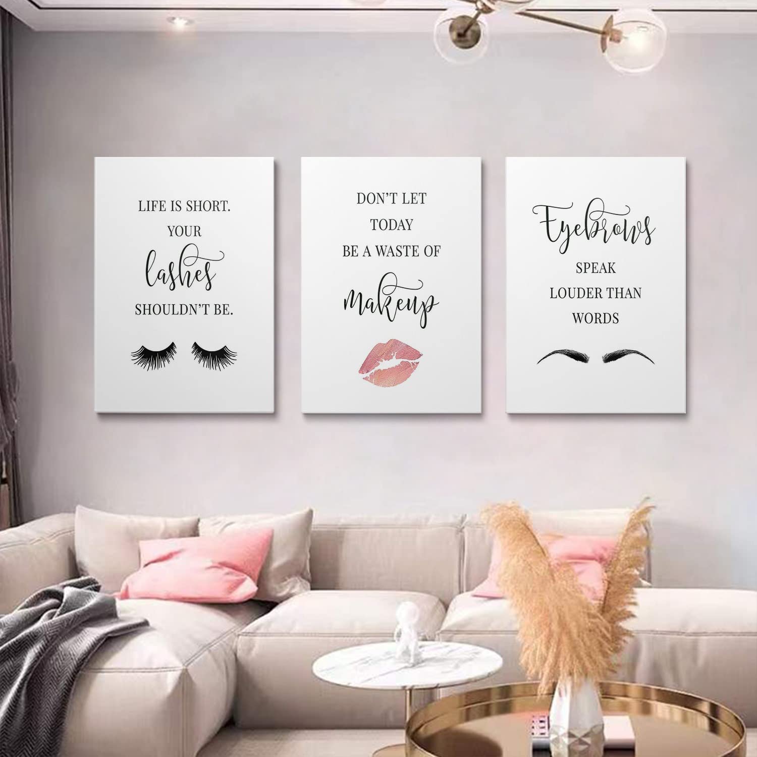 GUBIYU 3-Piece Pink Wall Art Prints Set - Motivational Posters for Teen Girls Room, Bathroom & Home Decor (16x24 Inches) | Perfect for Bedroom, Makeup Vanity & Inspirational Wall Decor