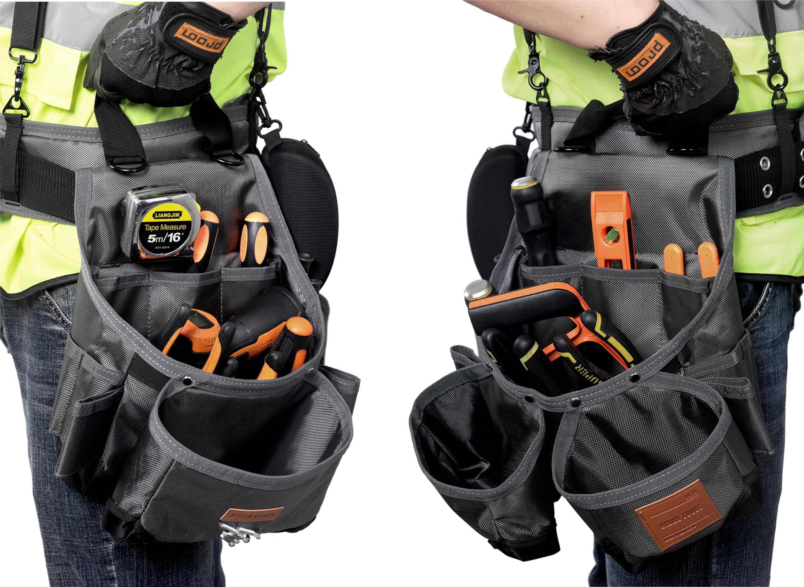 Heavy Duty Tool Belt for Men with Suspenders & Magnetic Pouch - Durable Construction & Carpenter Work Belt for Builders, Electricians & DIY Projects