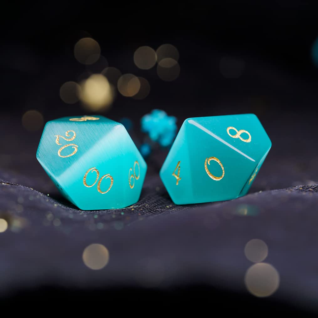 LANGWEI D&D Dice Set - Green Opal Polyhedral Dice with Bee Design for Dungeons & Dragons, Pathfinder, TRPG Tabletop RPG Games | Perfect for D&D Campaigns, Gift for Gamers & Collectors