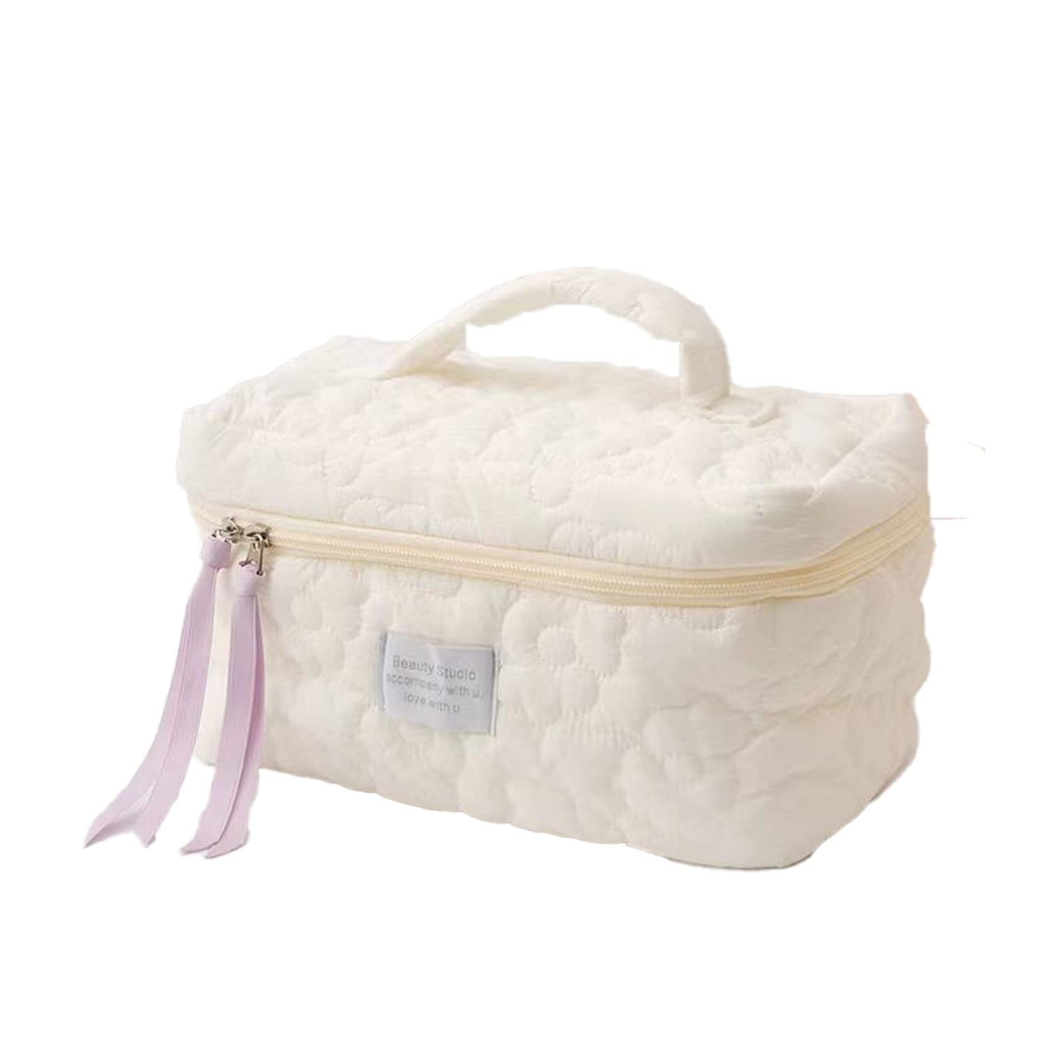 Large Capacity Soft Makeup Bag for Travel - Waterproof Cosmetic Organizer Pouch for Women, Teens & Girls | Perfect for Vacation, Gym & Daily Use (White)