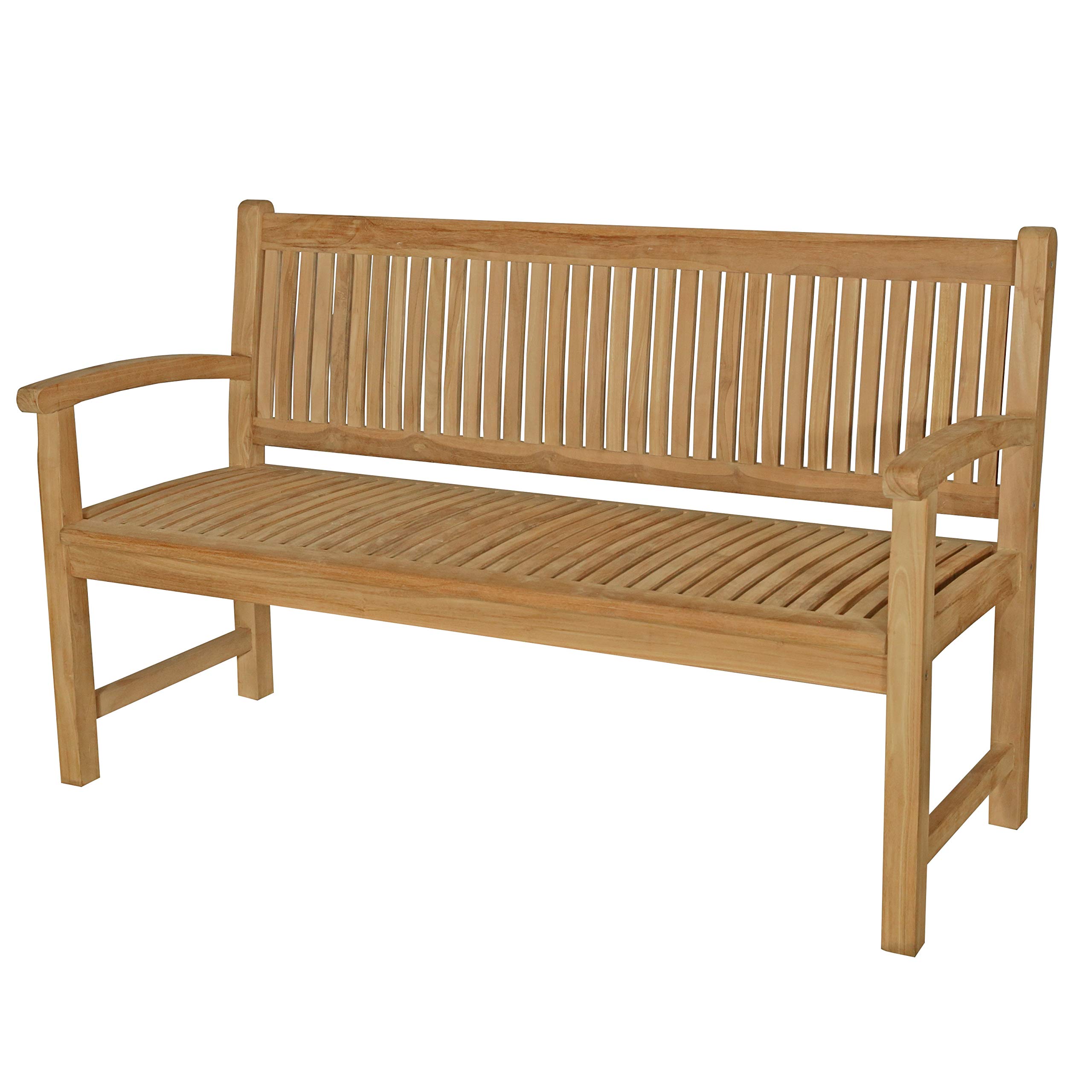 Premium 5-Foot Solid Teak Outdoor Patio Bench - Seven Seas Teak San Juan - Weather-Resistant Garden, Poolside & Deck Seating Furniture for Backyard, Porch or Terrace