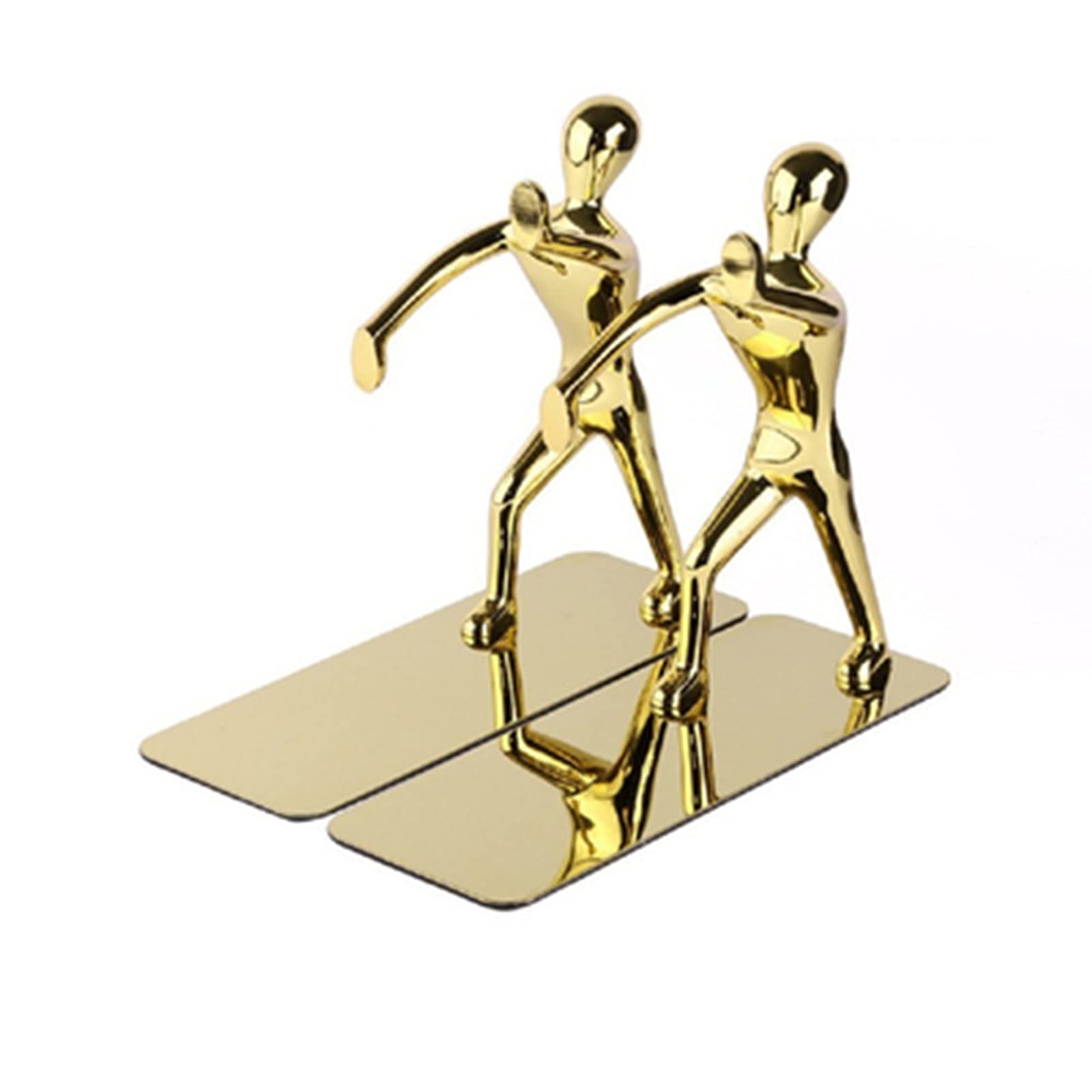 TOMYEUS Stainless Steel Bookends - Decorative Non-Skid Metal Book Stand for Bookshelf, Table & Office - Creative Book Holder & Organizer for Home, Office & Library (Color A)
