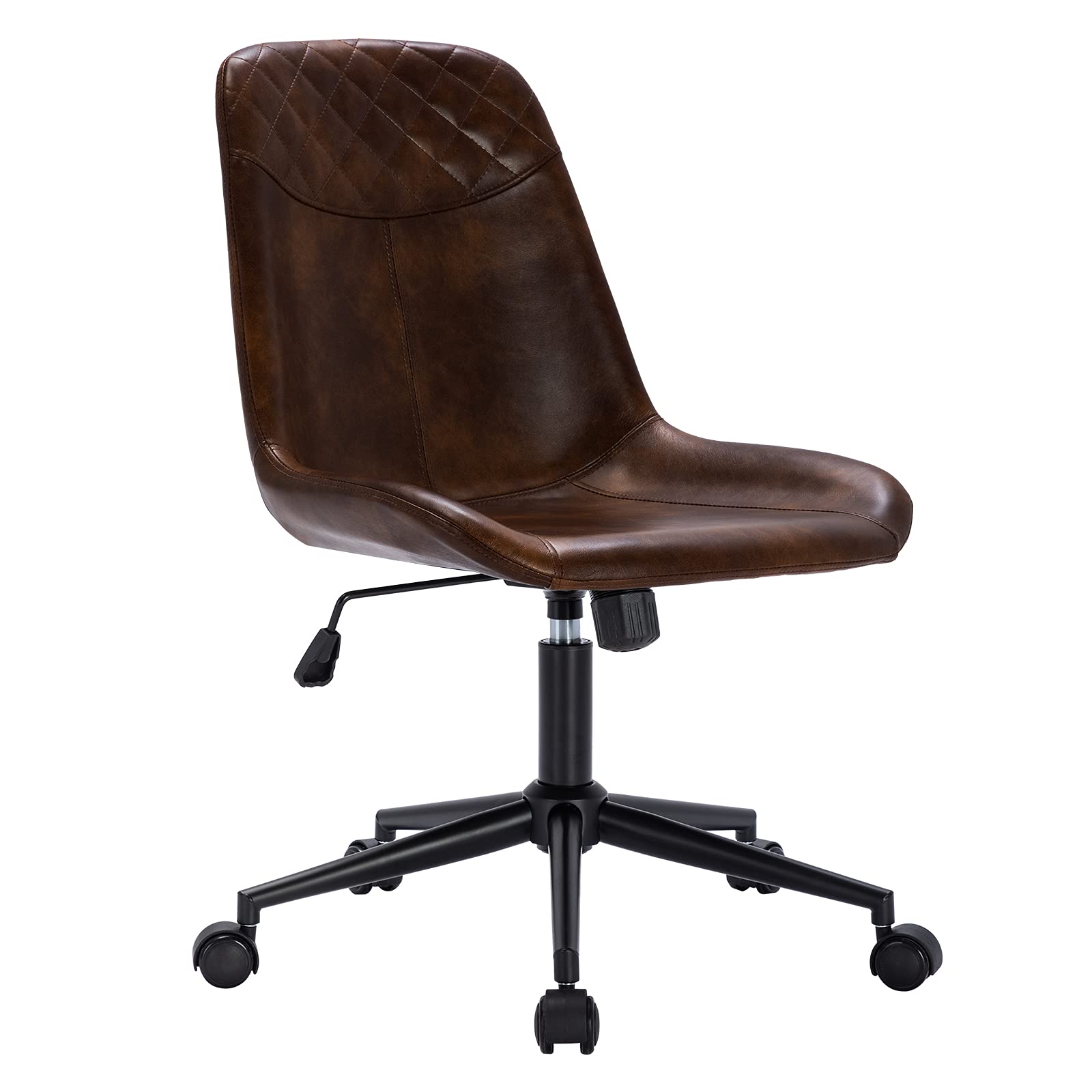 DUHOME Modern PU Leather Office Chair - Ergonomic Swivel Desk Chair with Adjustable Height for Home & Office - Dark Brown - Perfect for Workstations, Gaming, and Study Spaces