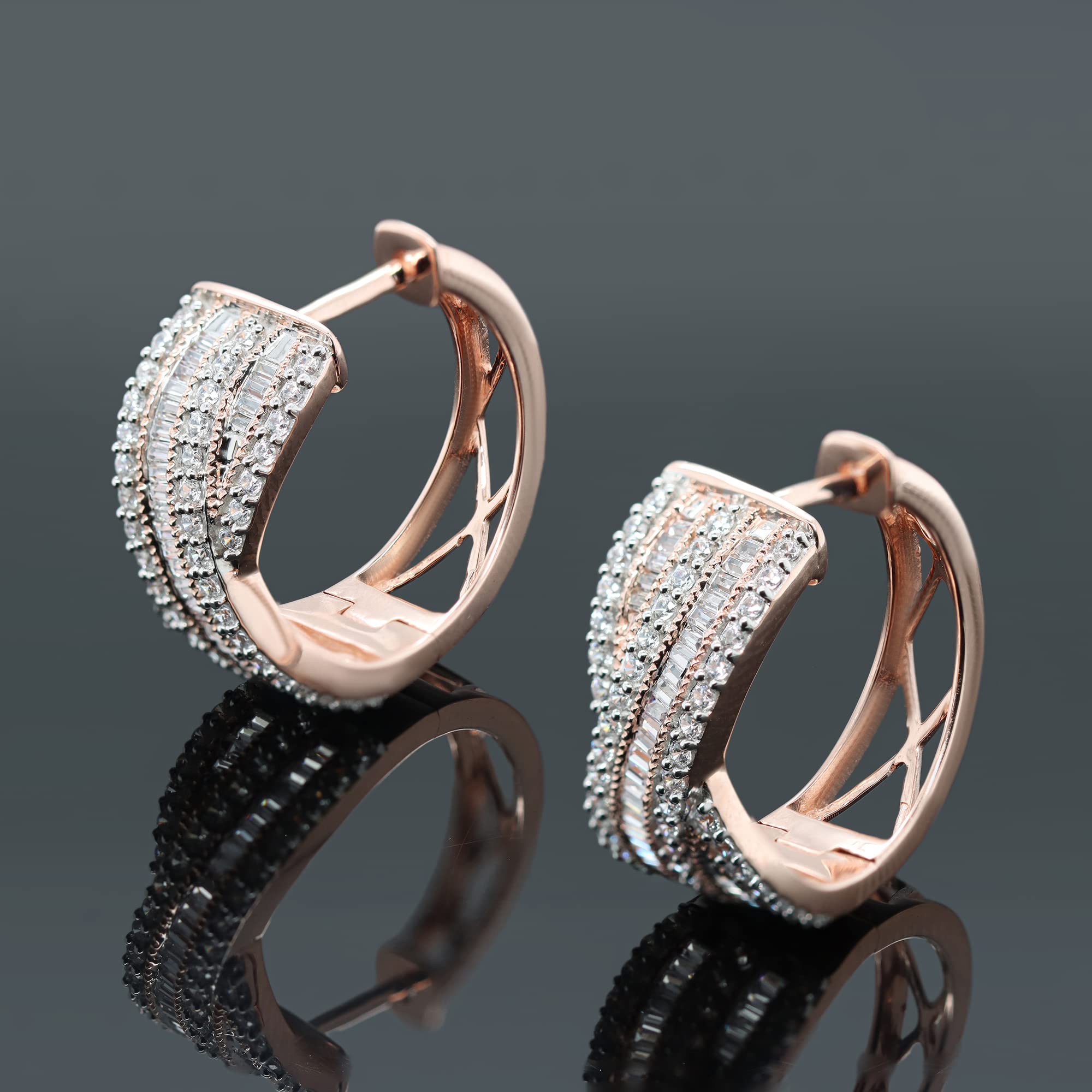 Sparkly Cubic Zirconia Huggie Hoop Earrings for Women - 2.25 Carat (CTW) High Polished Hypoallergenic Sterling Silver Earrings (VVS1 Clarity, D Color) - Perfect for Parties, Weddings & Everyday Elegance