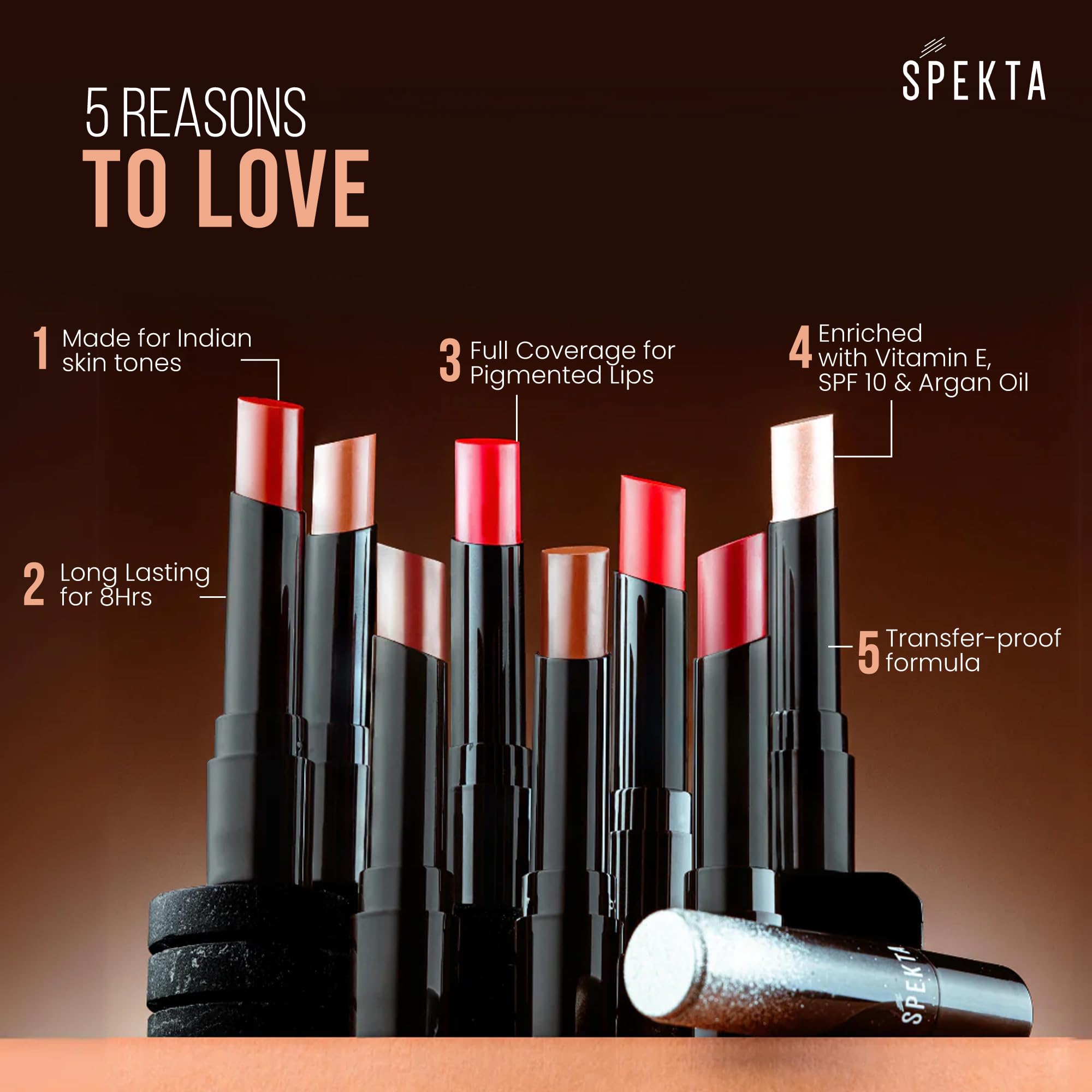 Spekta Matte Lipstick - 113 Menace (3.7g, Burgundy) | 8-Hour Long Lasting Vegan Lipstick with Argan Oil & Vitamin E | Hydrating & Smudge Proof | Perfect for Date Night, Parties & Everyday Wear