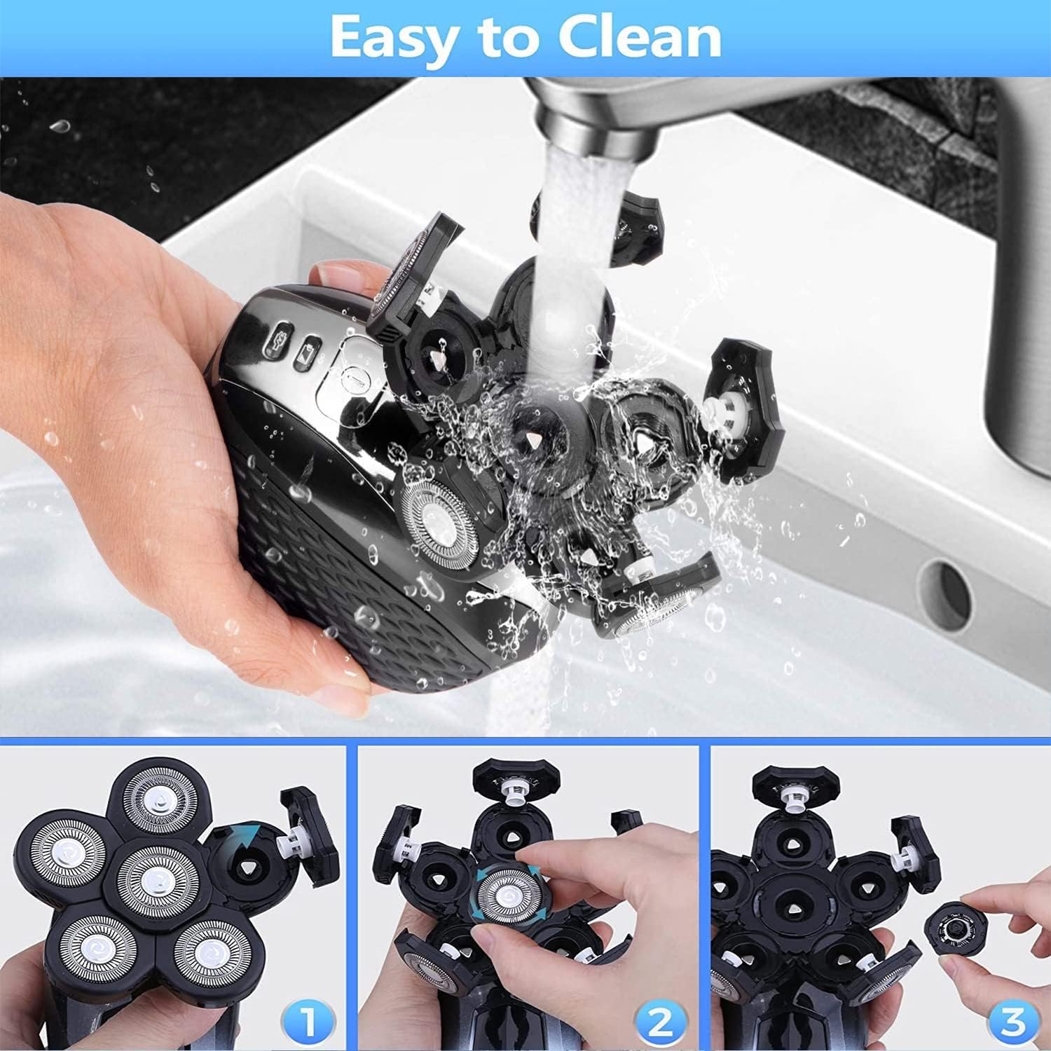 6 Head Electric Shaver Replacement Blades - Stainless Steel Rotary Razor Refills for Men's Grooming - Perfect for Philips Norelco & Braun Shavers - Home & Travel Use