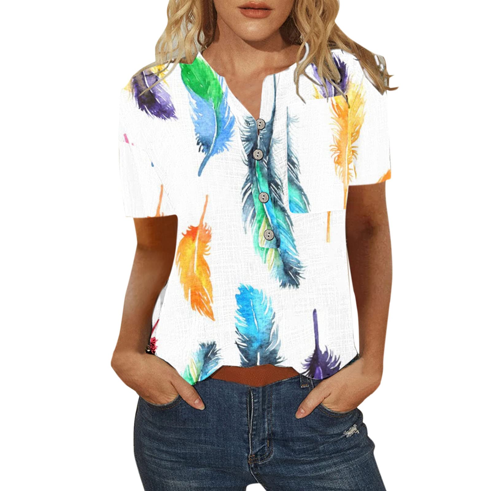 Plus Size Women's Casual Tie-Dye Round Neck Short Sleeve T-Shirt | Loose Fit Basic Henley Top for Everyday Wear & Summer Outfits