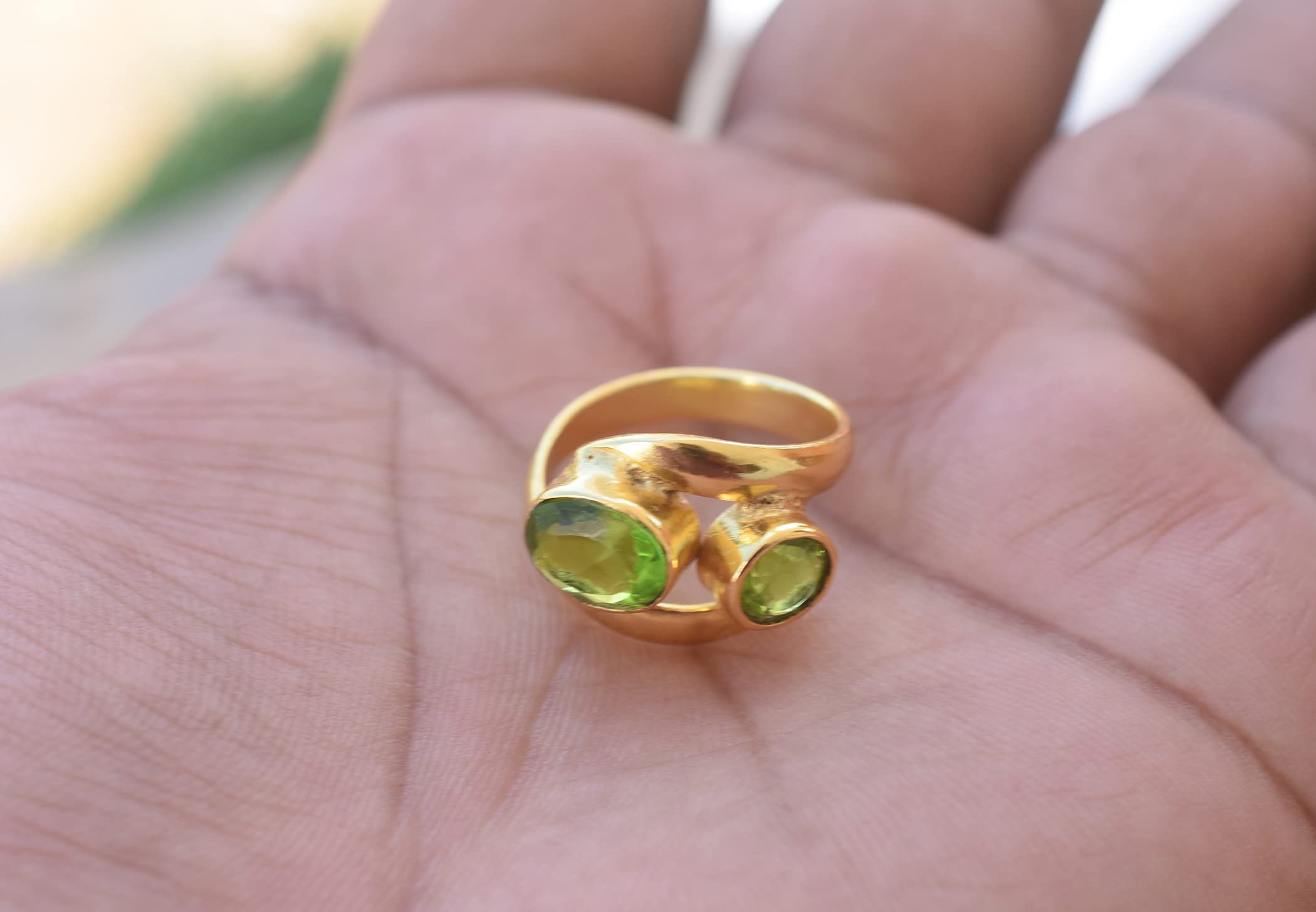 Veracity Jewelry 18K Gold Plated Peridot Rings for Women - Handmade August Birthstone Jewelry with Green Gemstone - Elegant Gift for Girls & Women (VR-441) | Perfect for Birthdays, Anniversaries & Special Occasions