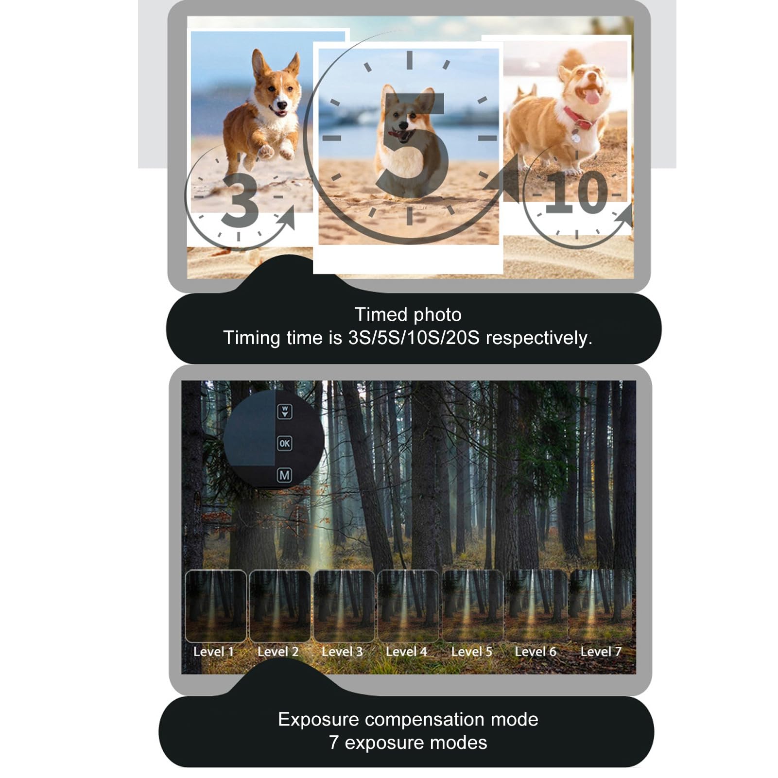 64MP Digital Camera for Adults - Portable Compact Selfie Camera with 3