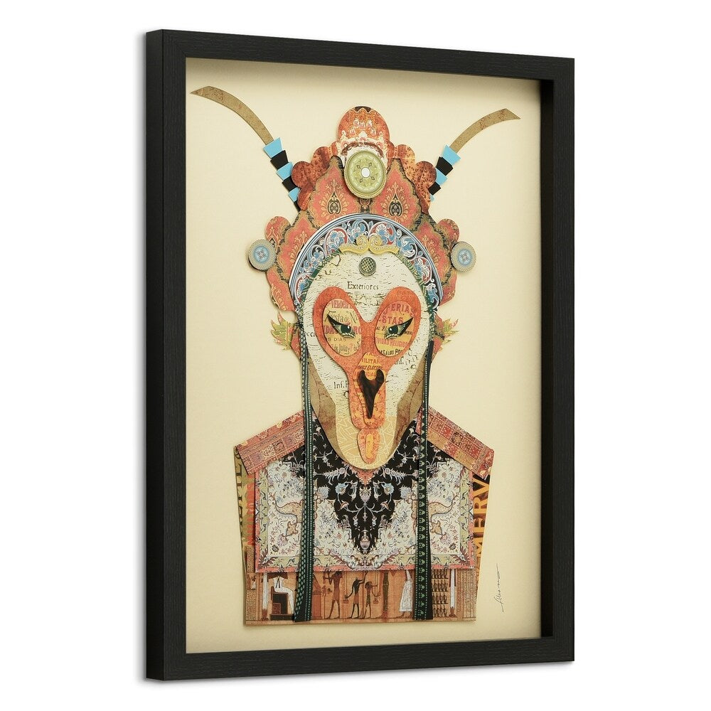 Beijing Opera Mask & Jiangwei Alex Zeng's Dimensional Collage Art - Framed Under Glass in Black Shadow Box | Perfect for Home Decor, Office Display & Cultural Gift Giving
