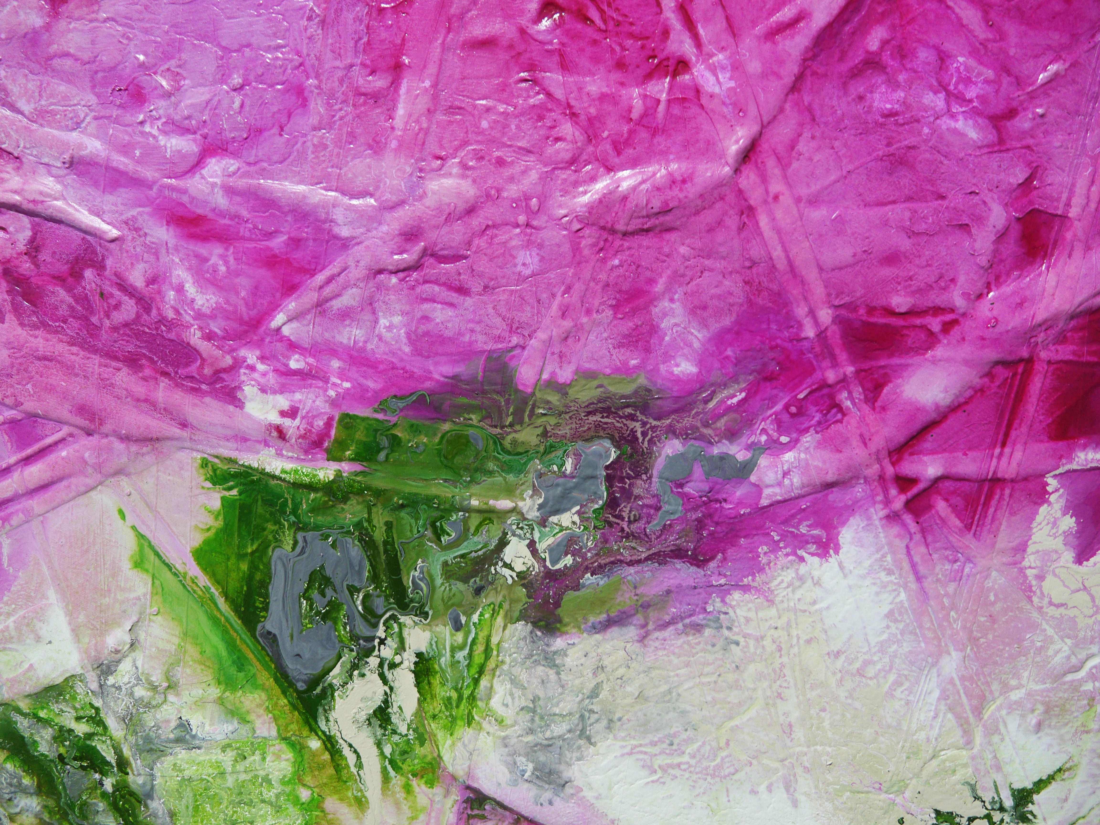 160cm x 100cm Pink Green Textured Abstract Canvas Art - Modern Wall Decor for Living Room, Bedroom & Office - Handmade Contemporary Painting