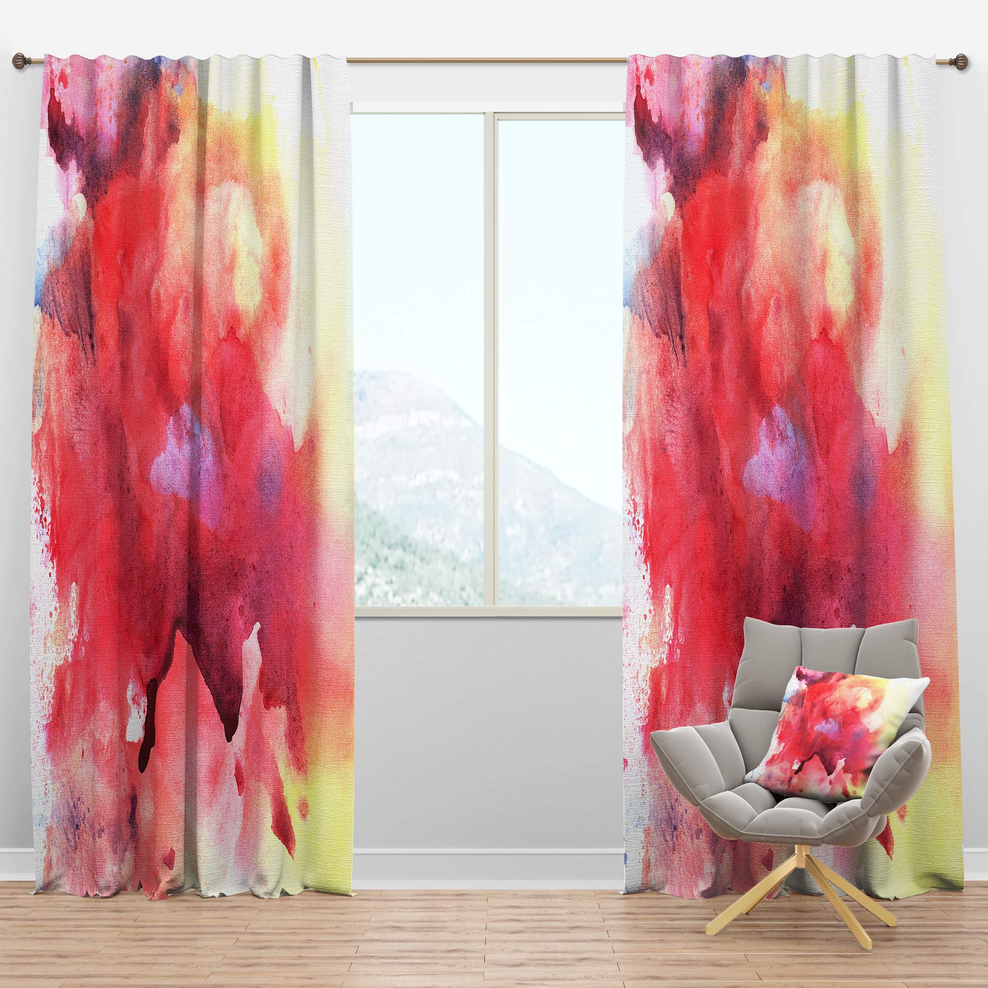 DesignQ Blackout Curtains - Thermal Insulated Abstract Pink & Purple Drapes for Bedroom & Living Room (52x90, Single Panel) | Noise Reducing & Energy Saving Window Treatment for Better Sleep & Privacy