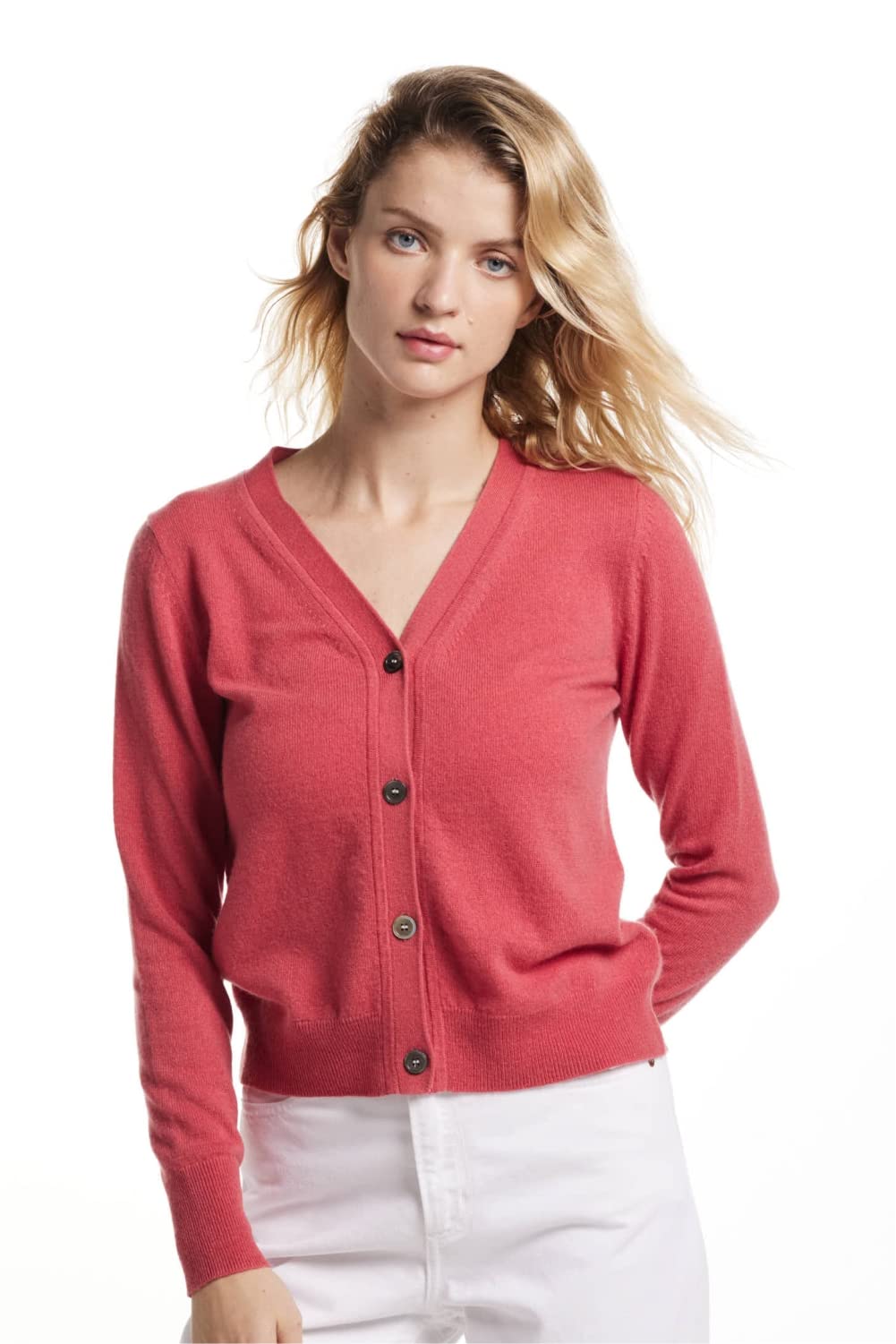 EURKEA 100% Cashmere V-Neck Cardigan Sweater for Women - Soft Winter Pullover Top | Perfect Gift for Her | Ideal for Office, Date Night & Cozy Evenings