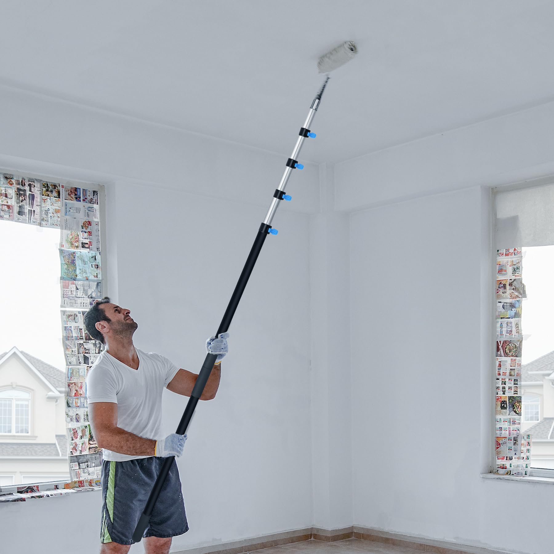 Lineslife 8-24ft Telescoping Extension Pole - Lightweight Aluminum Alloy Paint Roller Pole for High Ceilings, Window Cleaning, Dusting & Home Maintenance (Pole Only) - Perfect for DIY Projects, Hard-to-Reach Areas & Professional Use