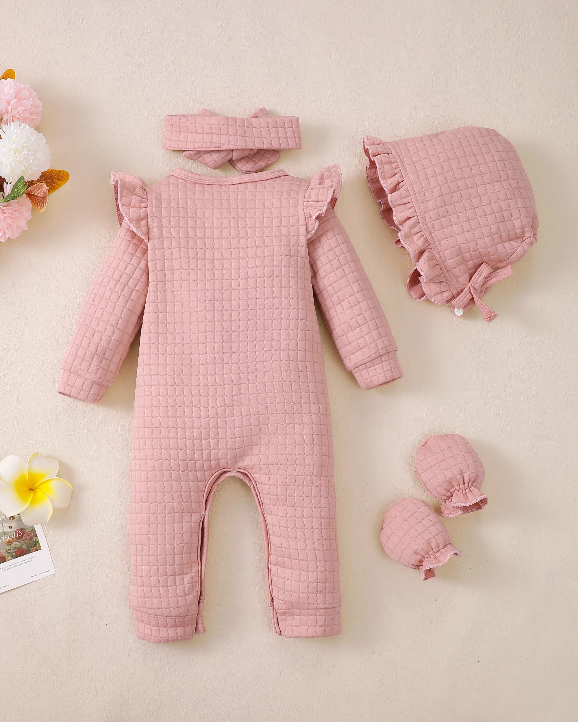 Renotemy Newborn Baby Girl Clothes - Winter & Fall Outfits, Infant Rompers, Solid Jumpsuits, Cute Bodysuits for 0-24 Months | Perfect for Family Photos, Daily Wear & Special Occasions