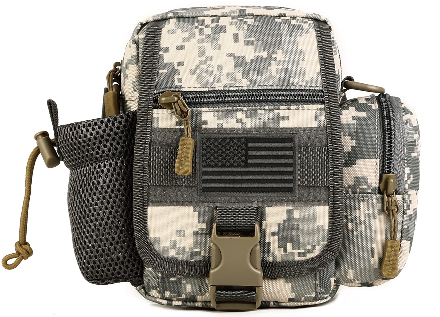 SunForMorning Tactical Fanny Pack with Mesh Water Bottle Holder - Military Waist Bag for Running, Hiking & Outdoor Activities - MOLLE Compatible Crossbody Messenger Bag (Includes 2 Patches) - Perfect for Camping, Travel & Everyday Use