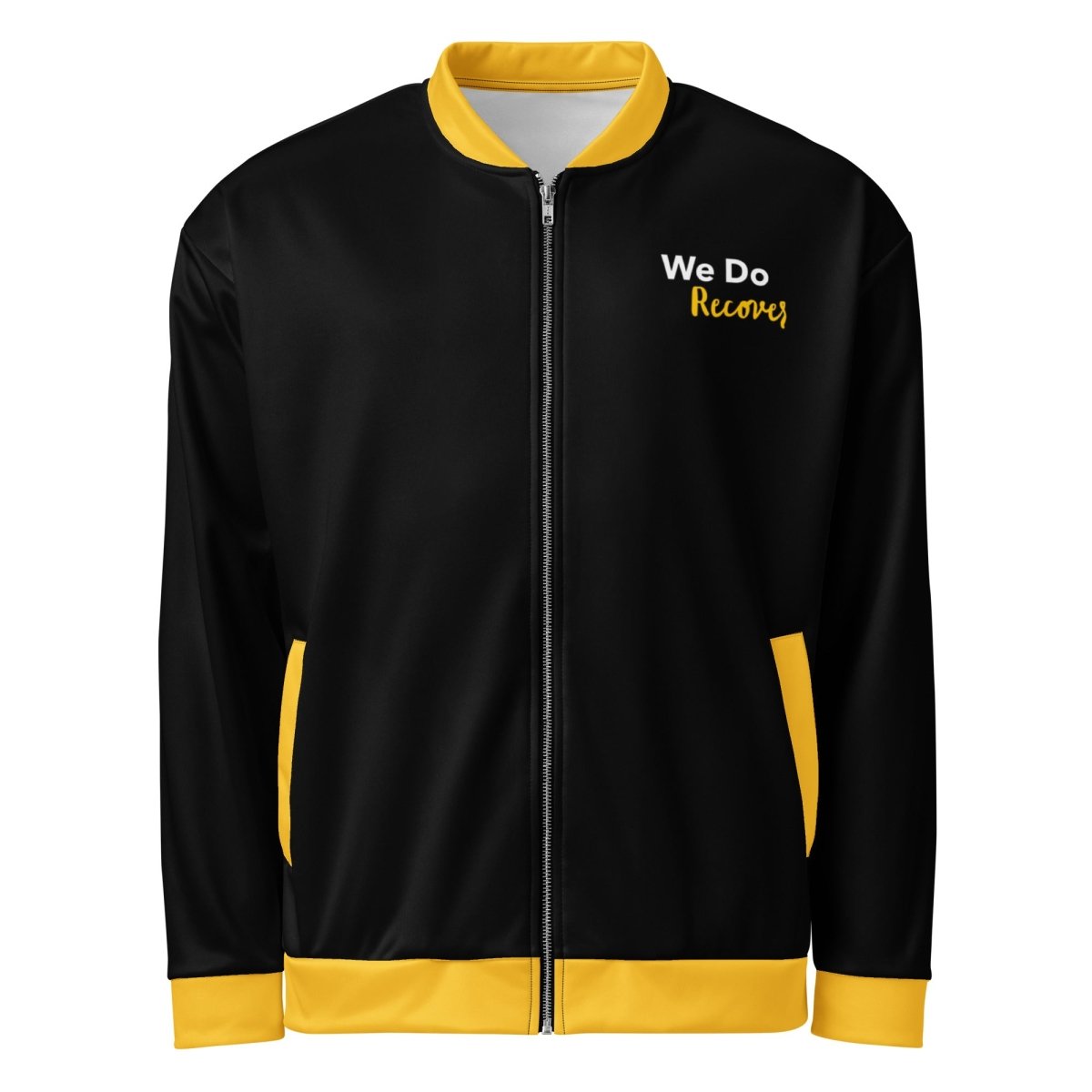 We Do Recover Varsity Style Bomber Jacket - Premium Recovery Pride Apparel for Men & Women | Perfect for Sober Events, Support Groups and Everyday Wear