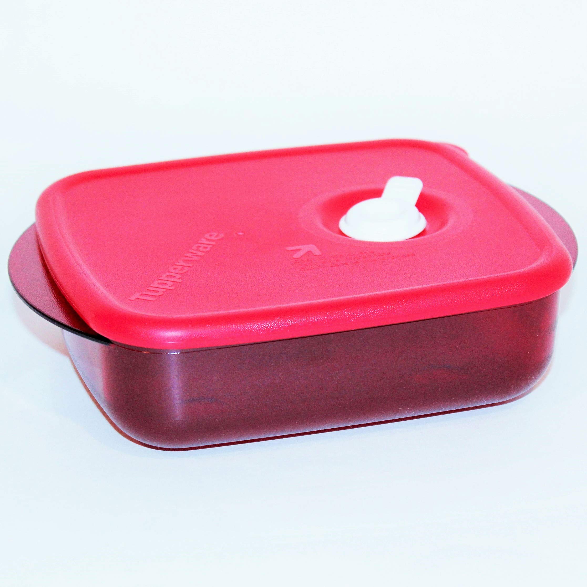 Tupperware Vent N Serve Medium Shallow Rectangle Food Storage Container - 2.5 Cups, Airtight Lid, Microwave & Freezer Safe - Perfect for Meal Prep, Leftovers & Pantry Organization (Red)