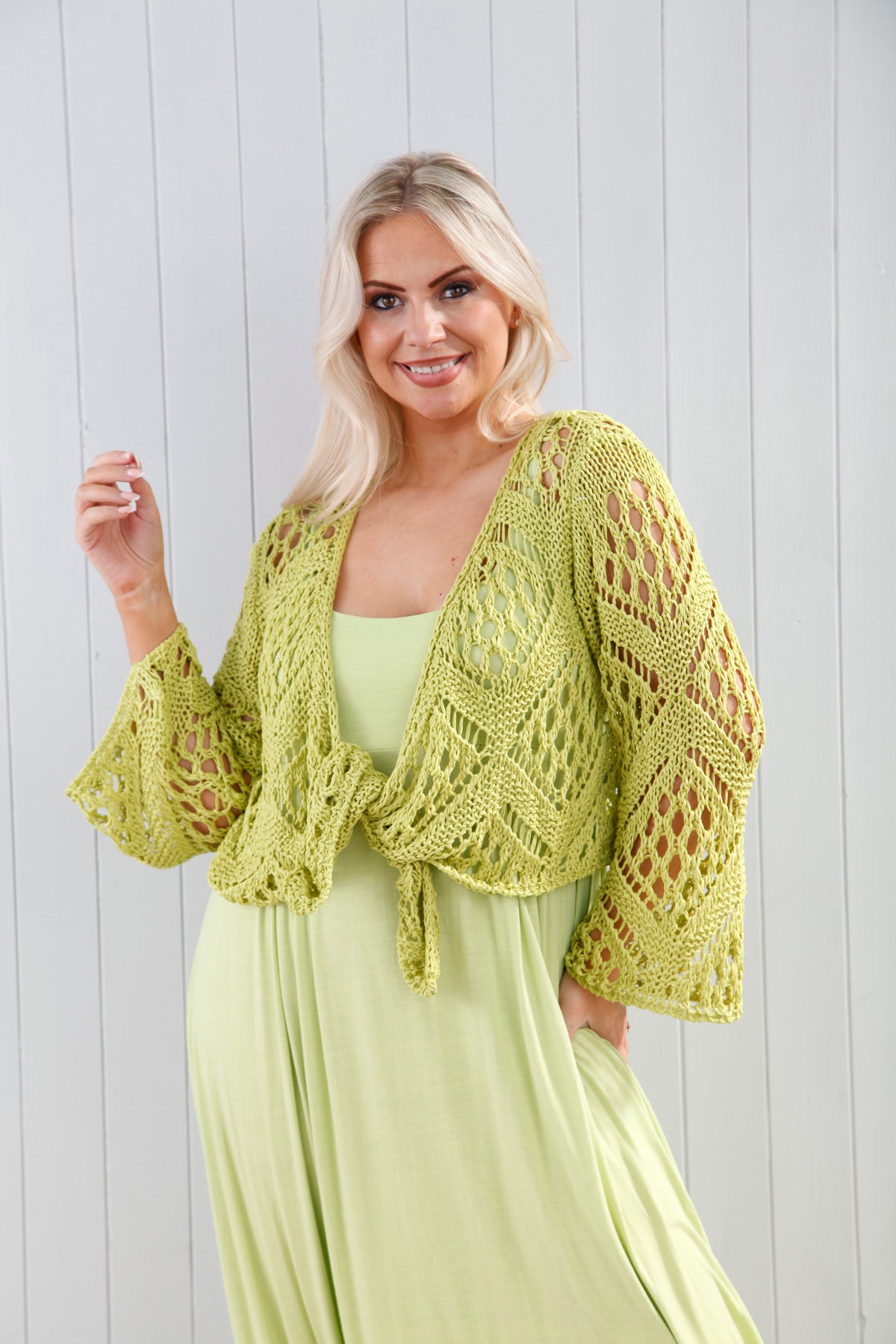 Orlena Women's Lightweight Cardigan Sweater - Soft Knit Open Front Long Sleeve Wrap Cover Up - Perfect for Office, Travel & Casual Wear - Lime Green