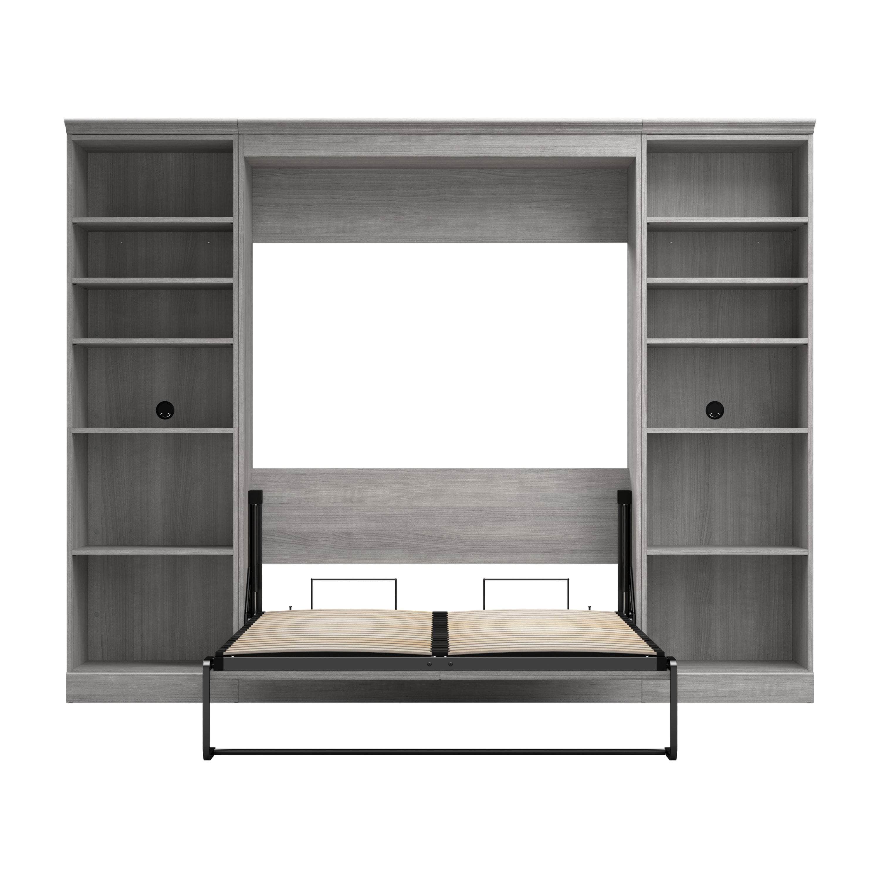Space-Saving Full Murphy Wall Bed with 2 Storage Units - 3 Color Options | Perfect for Small Apartments, Guest Rooms & Home Offices