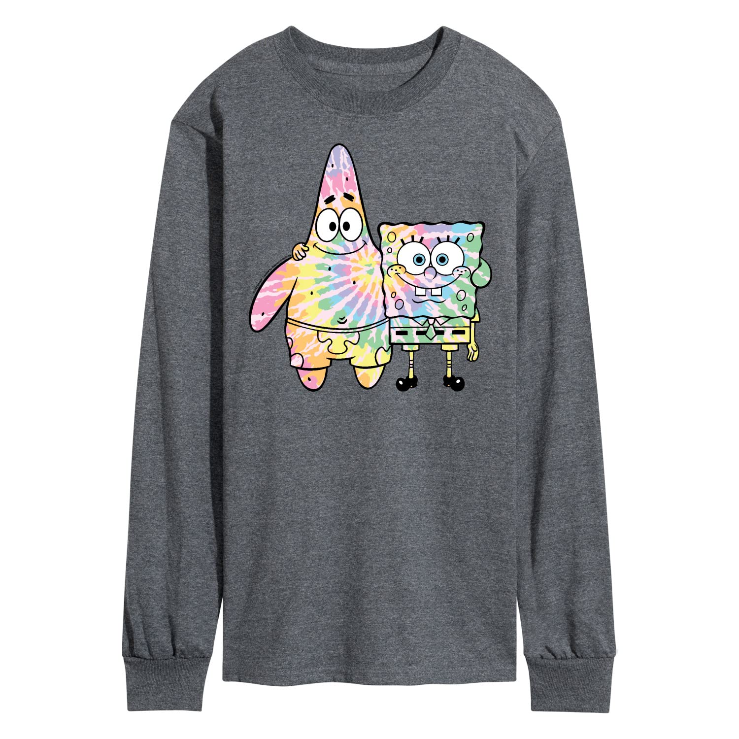HYBRID APPAREL Spongebob Squarepants Tie Dye Long Sleeve T-Shirt for Men - Spongebob & Patrick Graphic - Casual Wear & Cosplay Outfit