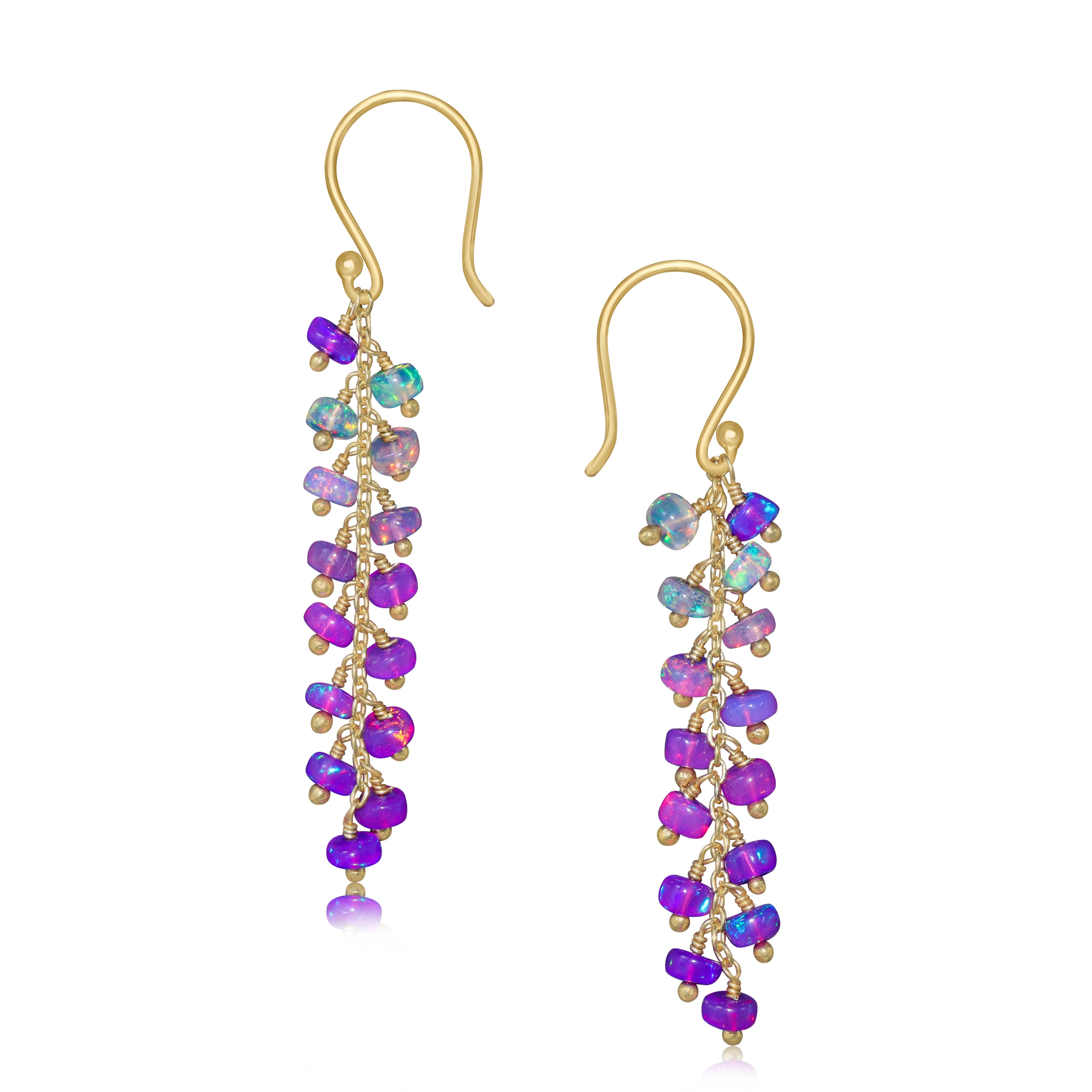 Natural Purple Opal Beaded Long Cluster Dangle Earrings for Women | Handmade Bohemian Jewelry | Perfect for Weddings, Parties & Special Occasions