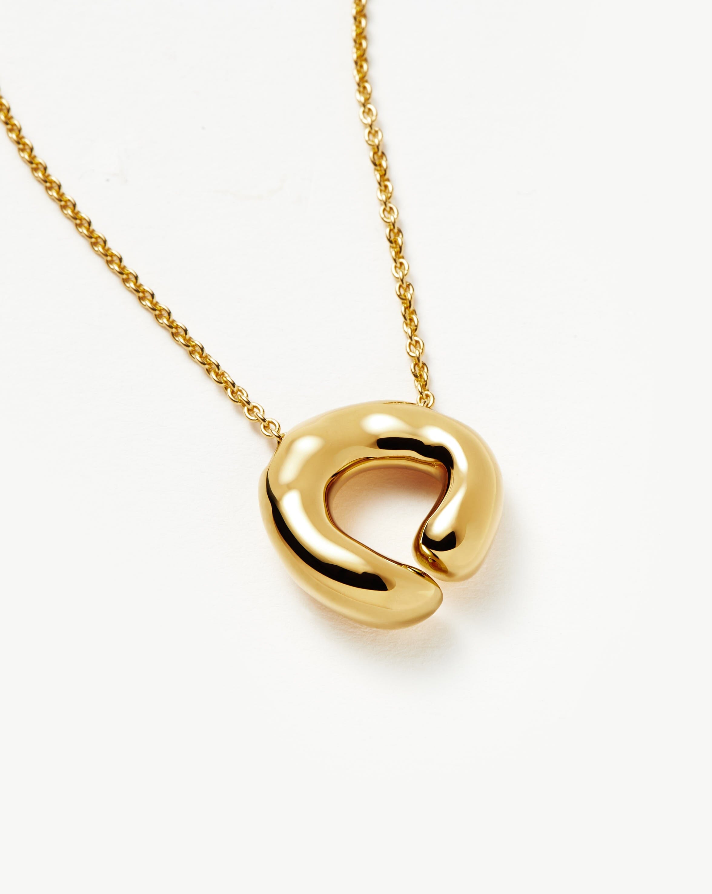 18k Gold Plated Molten Open Pendant Necklace for Women - Elegant Layering Jewelry for Everyday Wear, Date Nights & Special Occasions