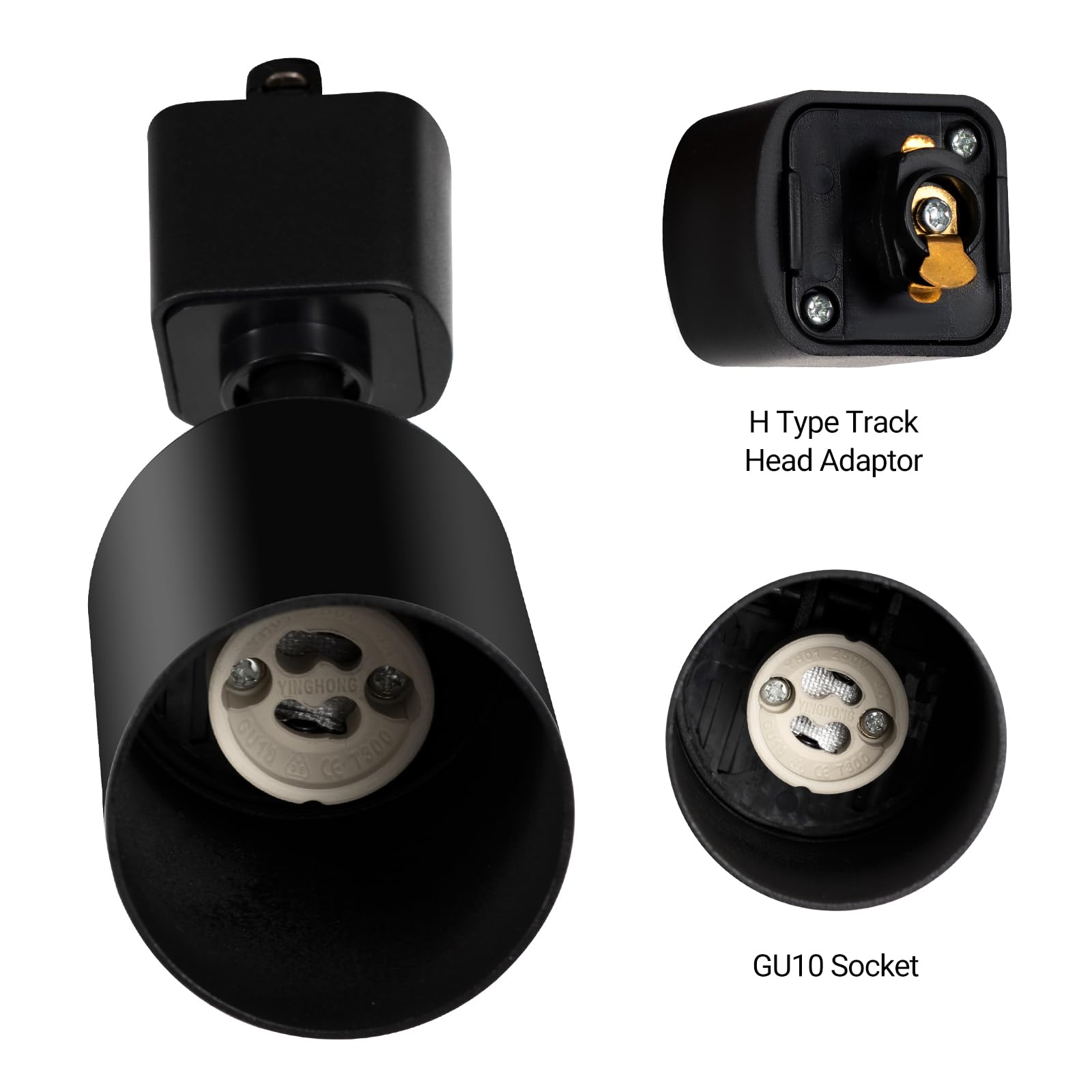 8-Light GU10 Plug-in Track Lighting Kit with 6.6FT H-Type Rails - Modern Black Ceiling Light Fixture for Kitchen, Dining Room & Living Room (Bulbs Not Included)