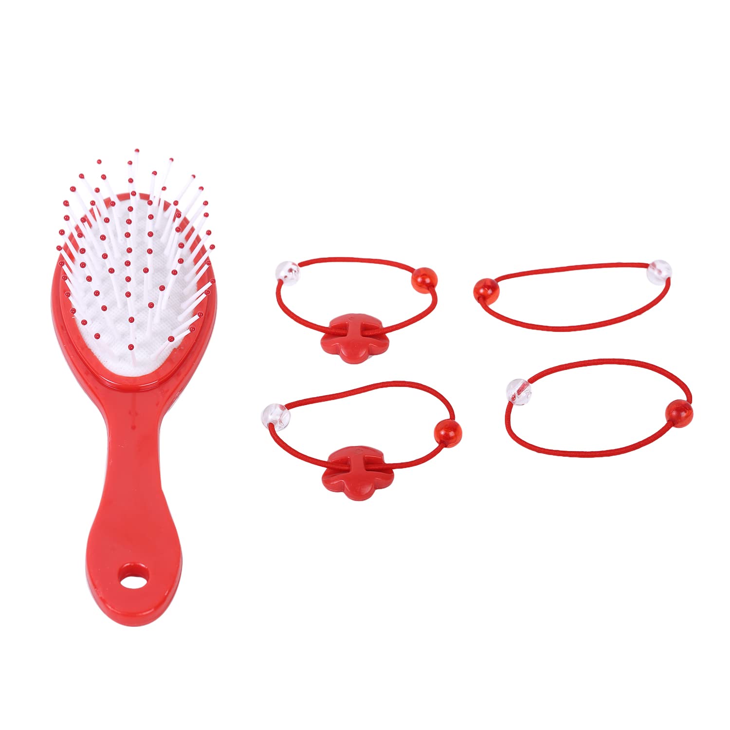 Minnie Mouse Hair Brush Set for Girls - 1 Brush & 4 Hair Elastics | Perfect for Toddlers 3+ | Disney Princess Hair Accessories for School, Parties & Daily Styling