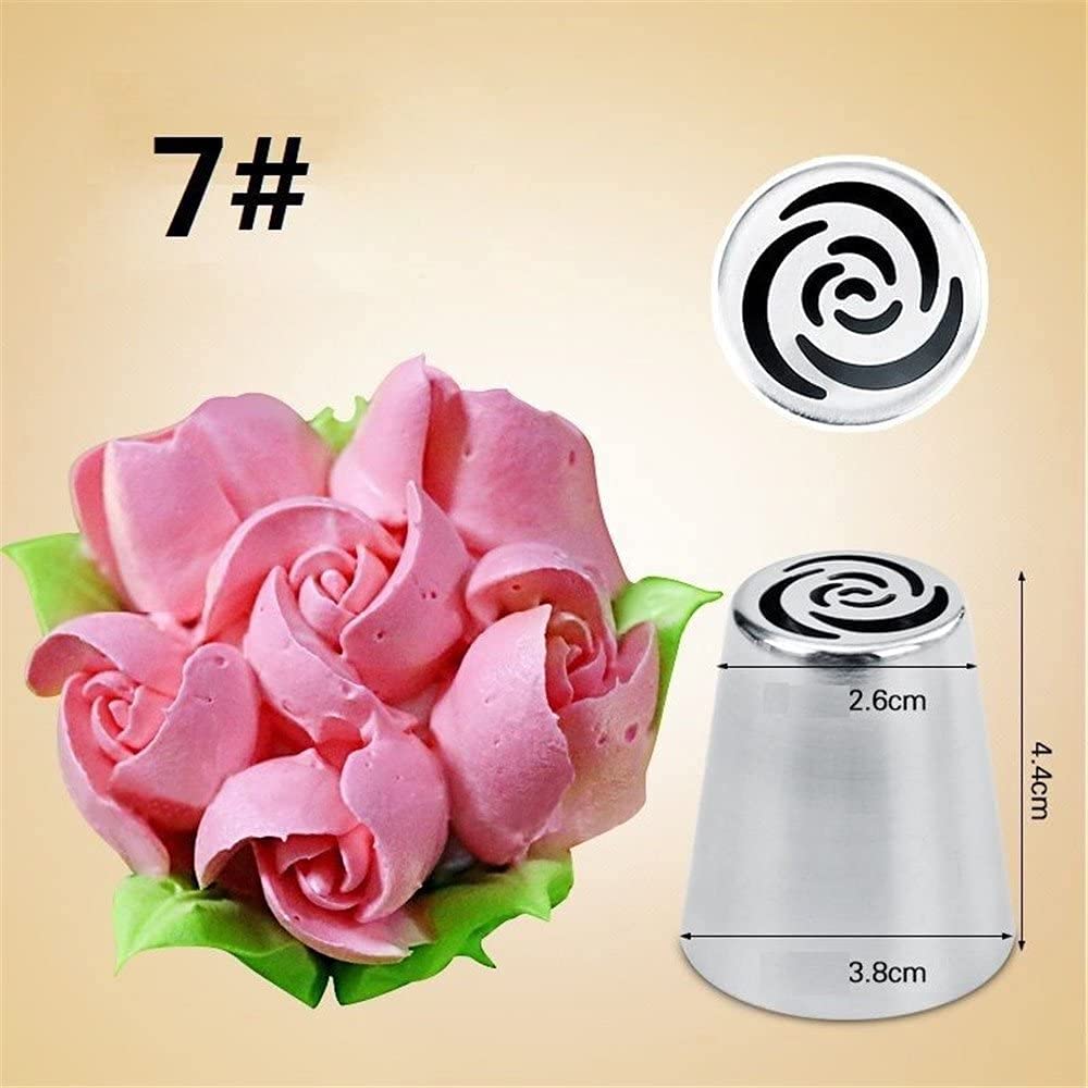 Russian Piping Tips Set - 7Pcs Stainless Steel Cupcake Decorating Nozzles for Flowers, Frosting, Cakes & Cookies | Professional Baking Tools for Pastry, Dessert & Cake Decorating (Perfect for Birthday Parties, Wedding Cakes & Home Baking)