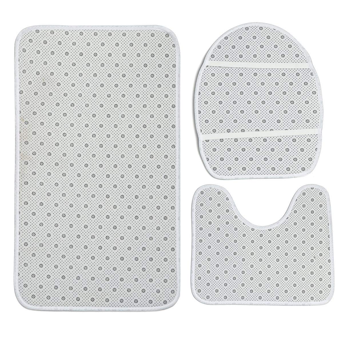 4PCS Non-Slip Bath Mat Set - Christmas Red Pattern for Bathroom Decor & Shower Safety