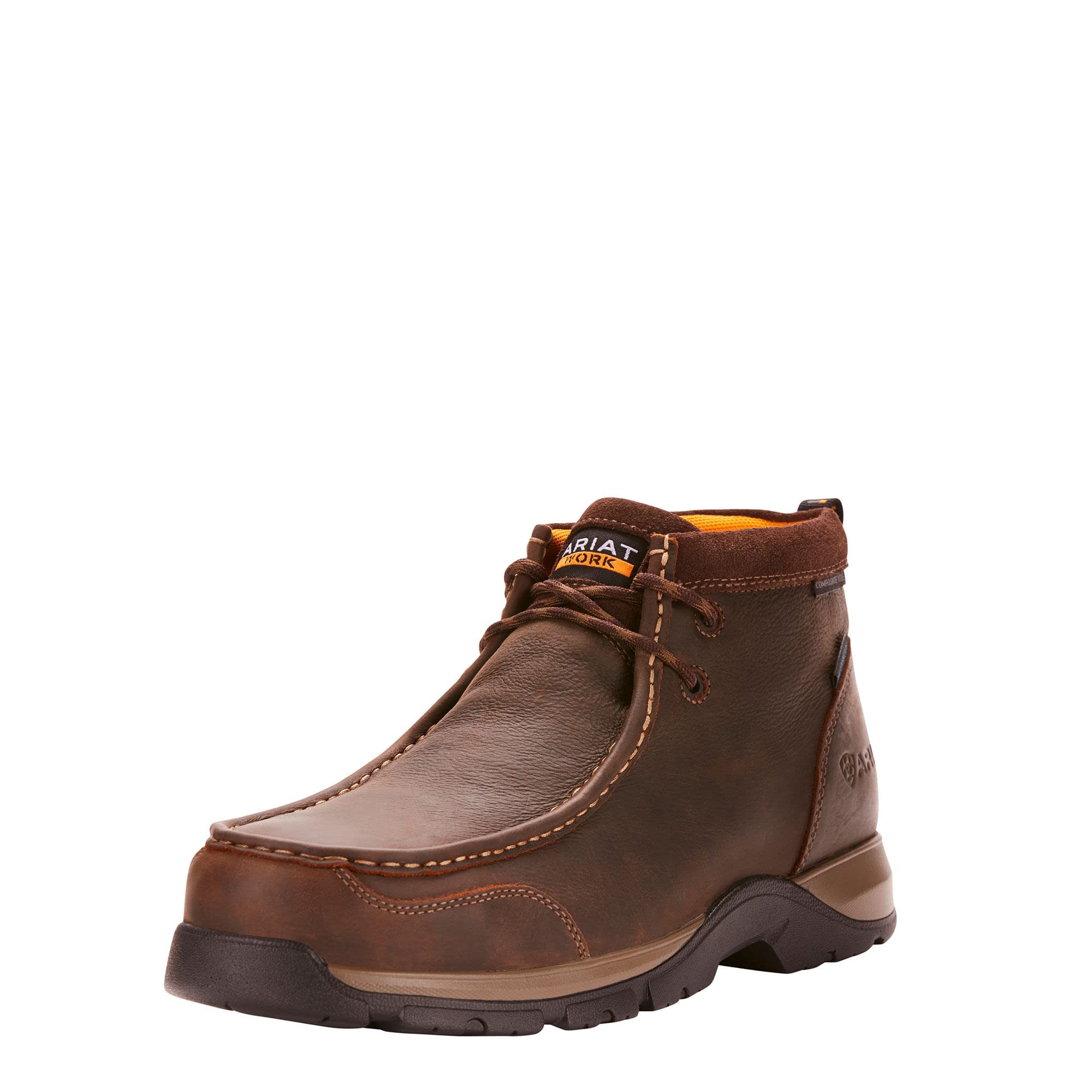 ARIAT Men's Edge LTE Moc Waterproof Composite Toe Work Boots - Dark Brown - Size 12 Wide | Slip Resistant Safety Shoes for Construction, Warehouse & Outdoor Work