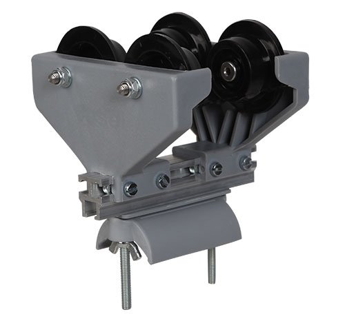 4 Wheel Plastic I-Beam Festoon Trolley for Flat Cable - 116mm Max Flange Width - Heavy Duty Cable Management System for Industrial Workshops & Warehouse Cranes