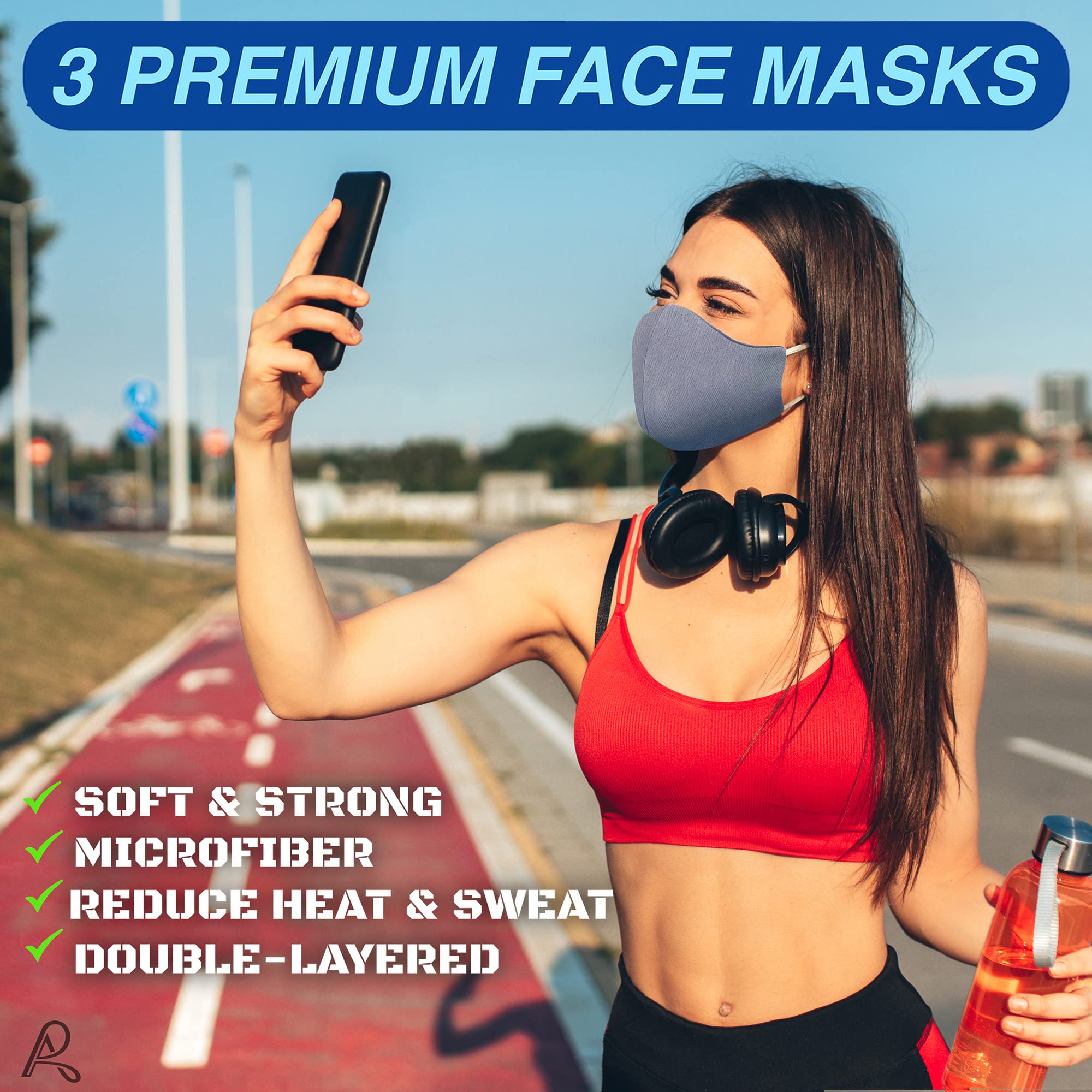 Arcarius Reusable Face Masks 3-Pack - Adjustable & Breathable for Adults & Teens | Daily Use & Travel Protection