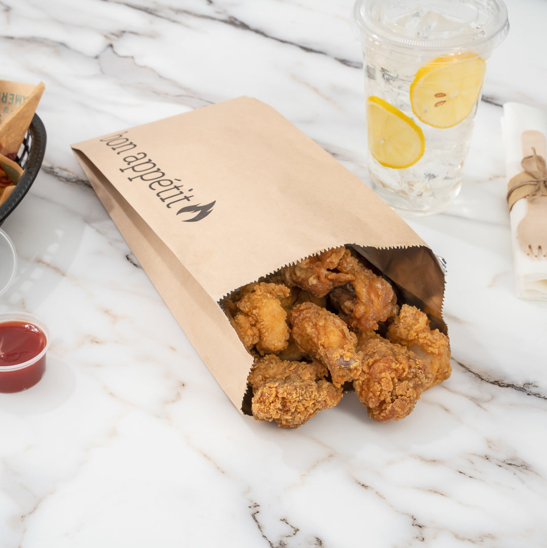 Premium Kraft Paper Printed Foil Bags for Bakery & Takeout - 5.5