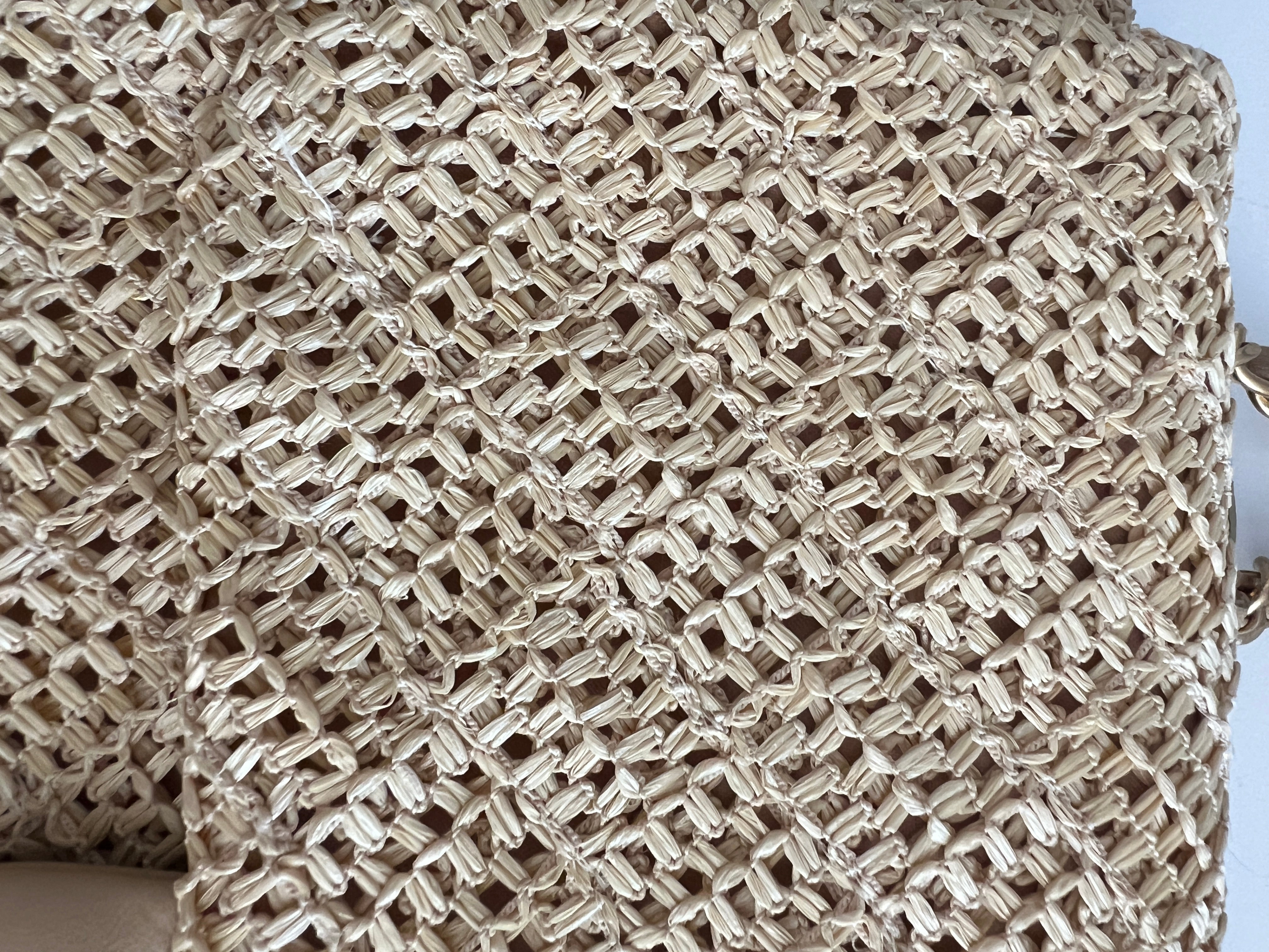 Chanel Paris Athens Crochet Raffia Medium Single Flap Bag - Luxury Designer Handbag for Women, Summer Beach Tote, Perfect for Vacation & Outdoor Events