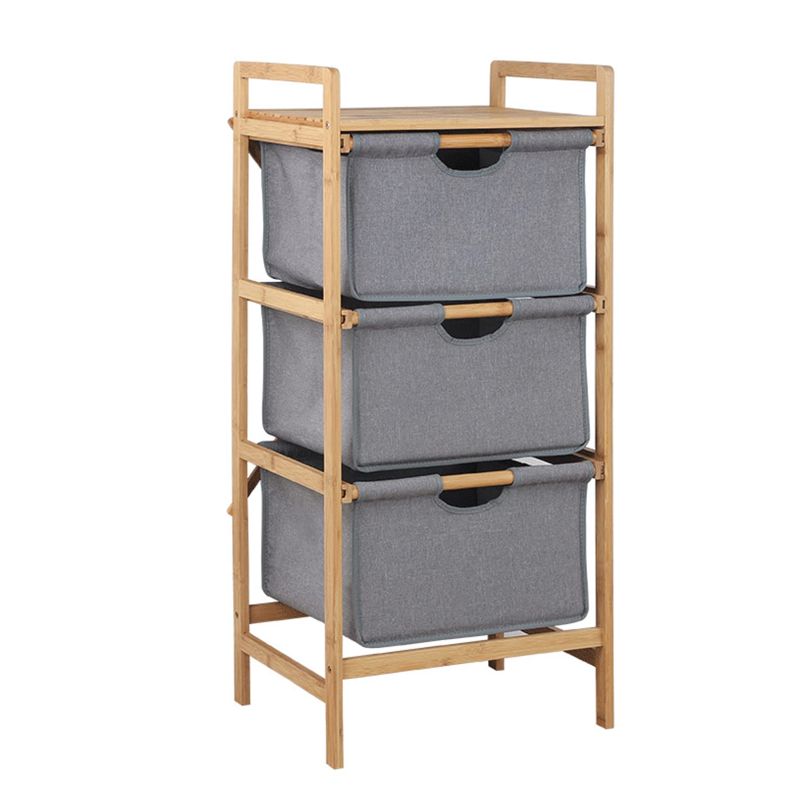3-Tier Bamboo Laundry Basket with Handle - Foldable Fabric Clothes Hamper & Storage Organizer for Bedroom, Bathroom, Closet - Perfect for Laundry Sorting, Toy Storage & Home Organization