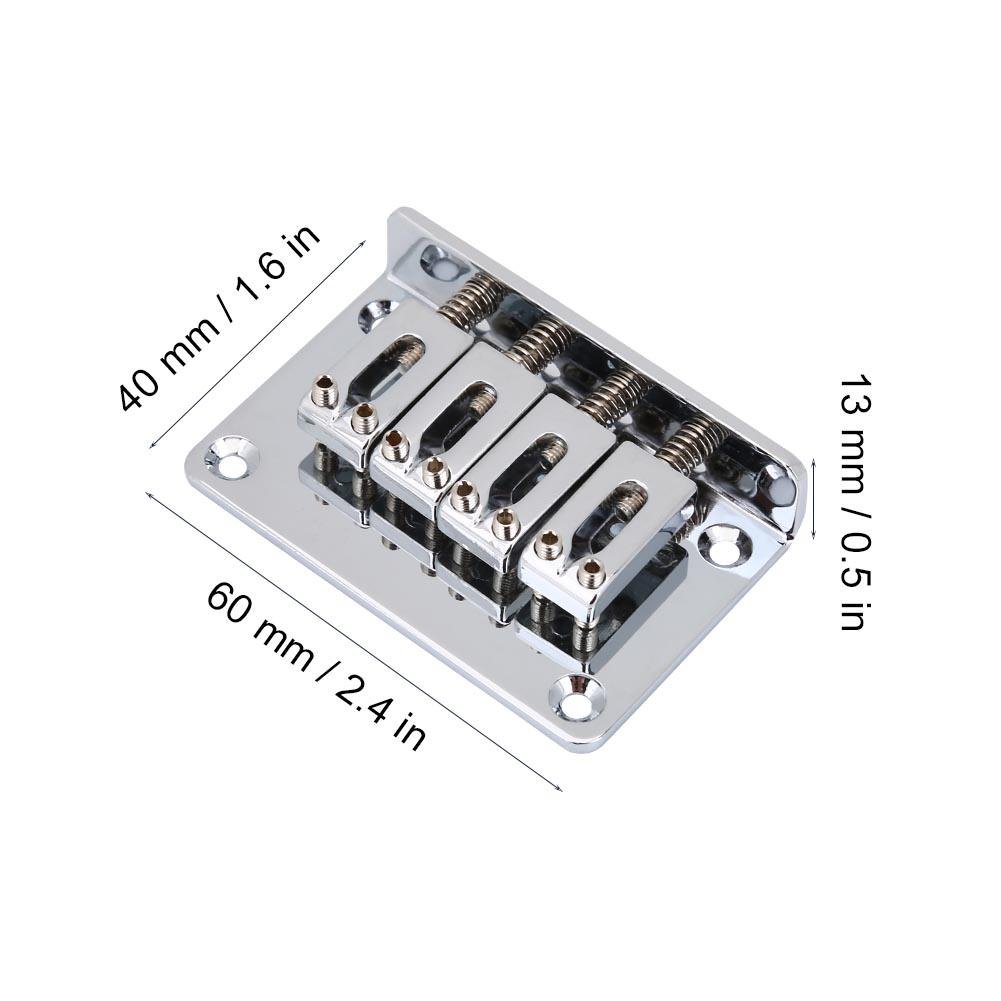 4 String Electric Guitar Bridge - Bnineteenteam Hardtail Metal Fixed Saddle Bridge for Cigar Box Guitar, Bass & Ukulele with Tool Kit | Perfect for DIY Guitar Repair & Upgrades