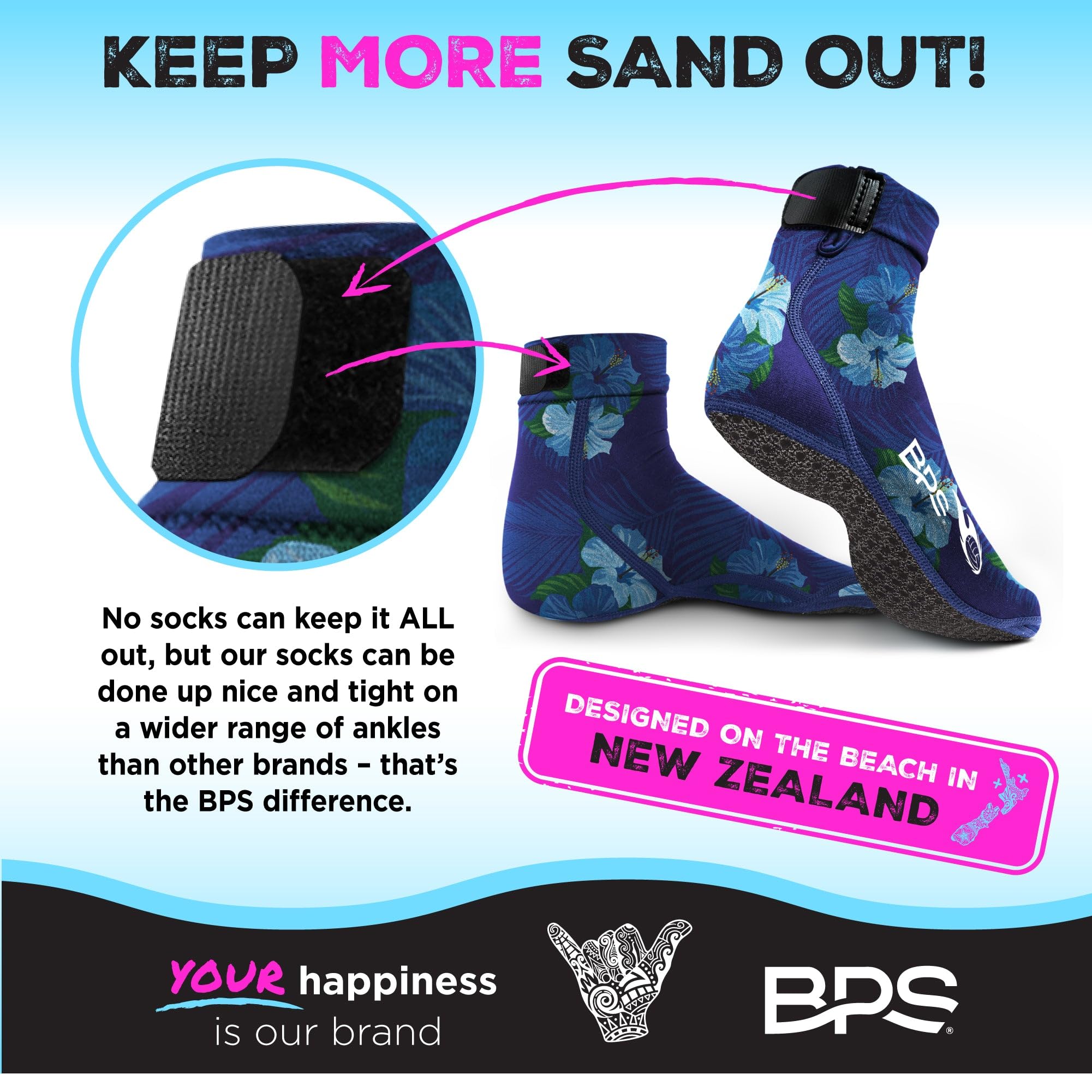BPS New Zealand 'Feet First' Beach Volleyball Soccer Sand Socks - Flexible Kevlar Sole Water Shoes for Men & Women - Perfect for Beach Sports, Water Activities & Outdoor Adventures