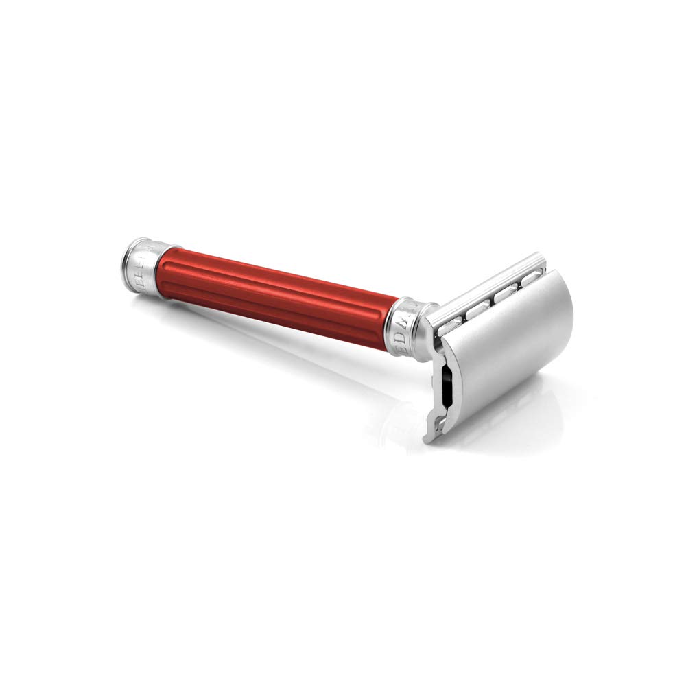 Edwin Jagger 3ONE6 Stainless Steel Safety Razor - Red | Premium Men's Shaving Razor for Smooth & Close Shave | Perfect for Travel, Gifts & Daily Grooming
