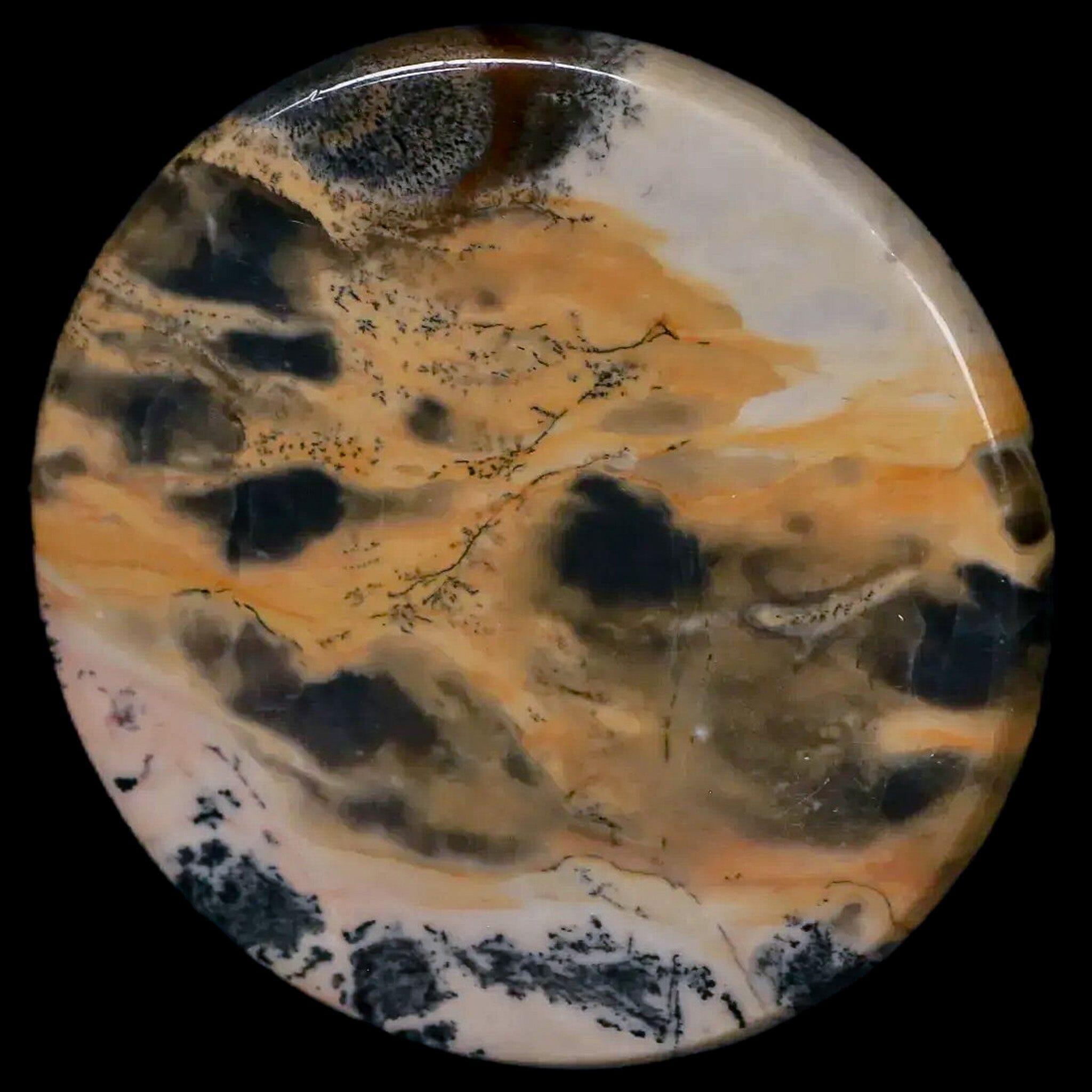 60MM Chinese Picture Jasper Mineral Specimen - Round Polished Slab from Liaoning, China - Perfect for Crystal Healing, Jewelry Making & Mineral Collection Display