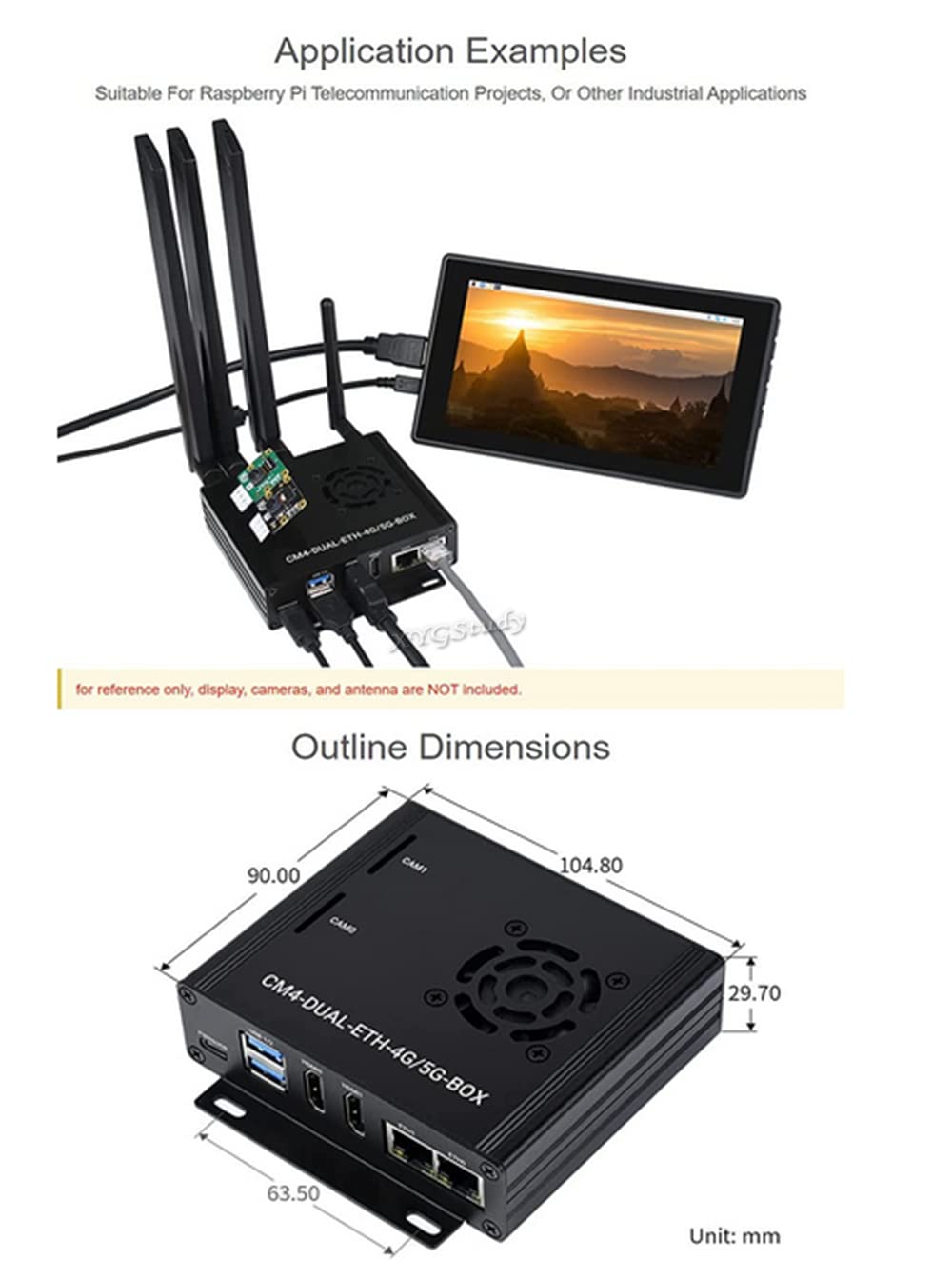 5G/4G Mini PC with Dual Gigabit Ethernet Ports, Metal Case & Cooling Fan - Compatible with Raspberry Pi Compute Module 4 (CM4 Not Included) | Ideal for IoT, Edge Computing & Network Appliances